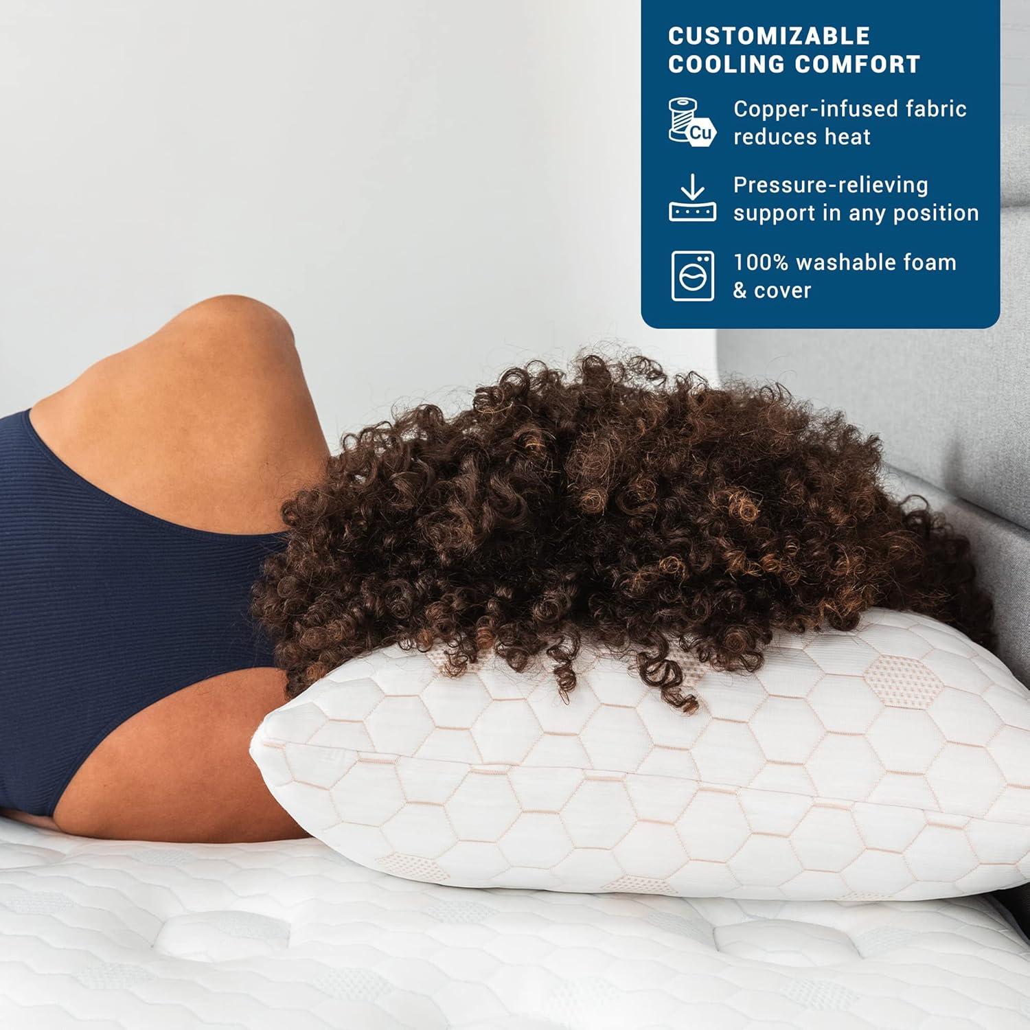 MOLECULE CopperWELL Cooling Gel Memory Foam Adjustable Pillow, King