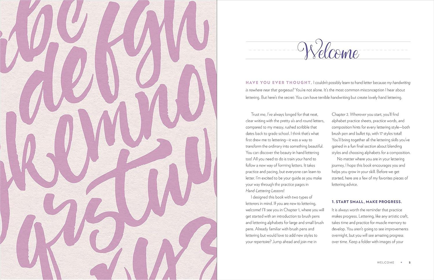 Hand-Lettering Lessons: Super Easy Modern Calligraphy + Print with Traceable Alphabets, (Paperback)