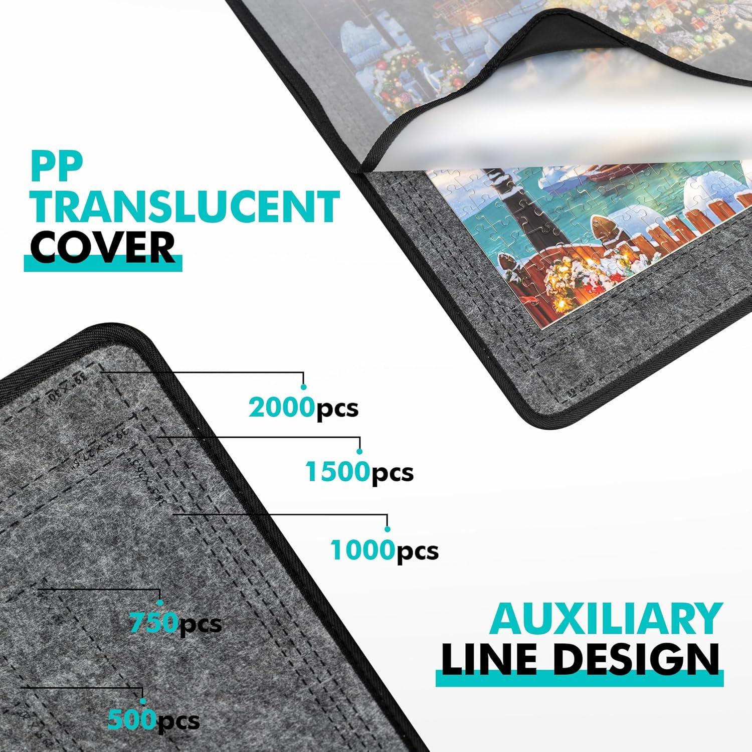 Becko US Jigsaw Puzzle Board Portable Puzzle Mat for Puzzles Storage Saver, Non-Slip Surface, Sturdy and Movable, Up to 1000 Pieces (Blue/Black)