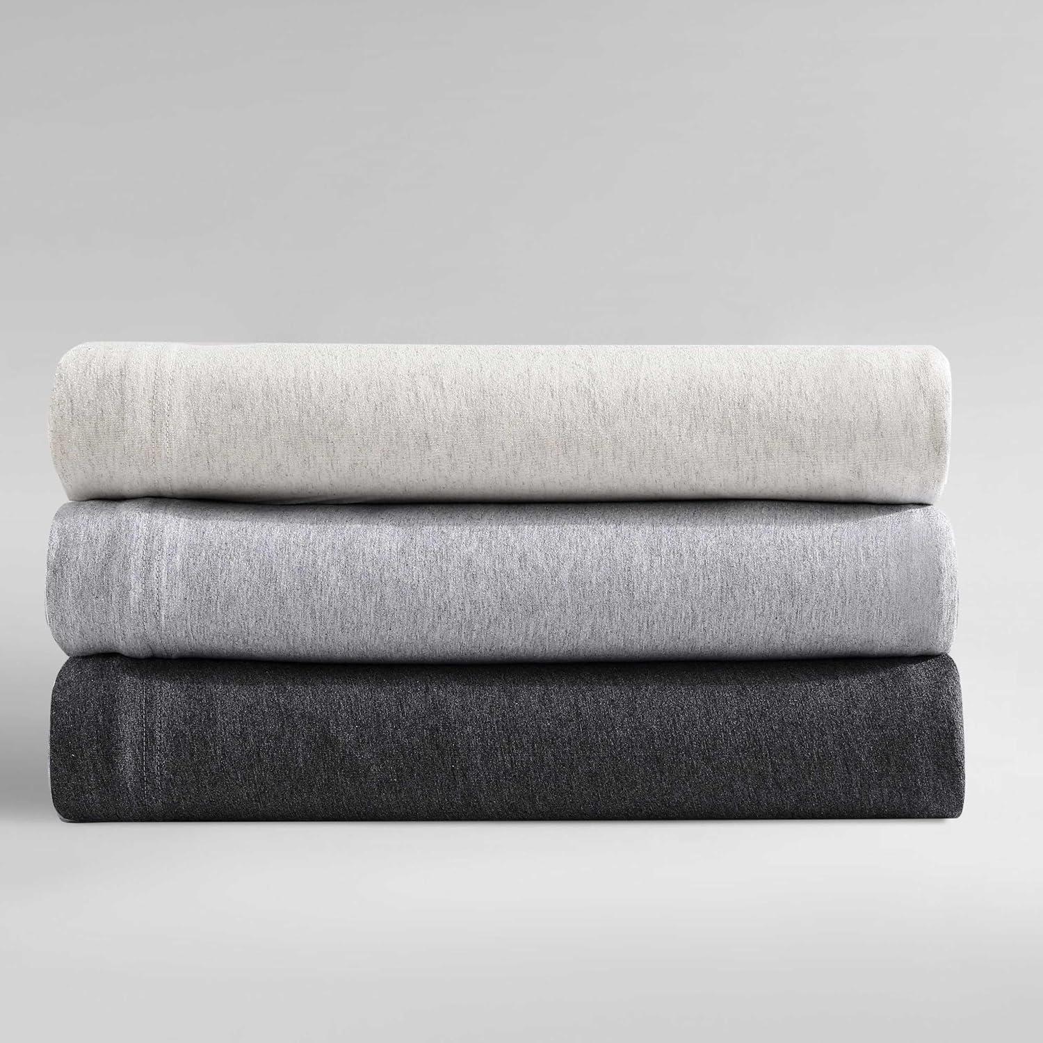 Ivory Grey Heather Queen Cotton Jersey Deep Pocket Sheet Set