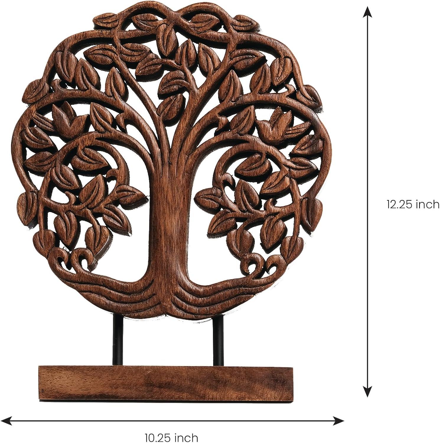 Decozen Wooden Tree of Life Sculpture – Gifts for Mom or Dad on Mother’s Day, Father’s Day, or Birthday – Acacia Wood Sculpture for Home, Office, Living Room, or Boho and Mantle Décor