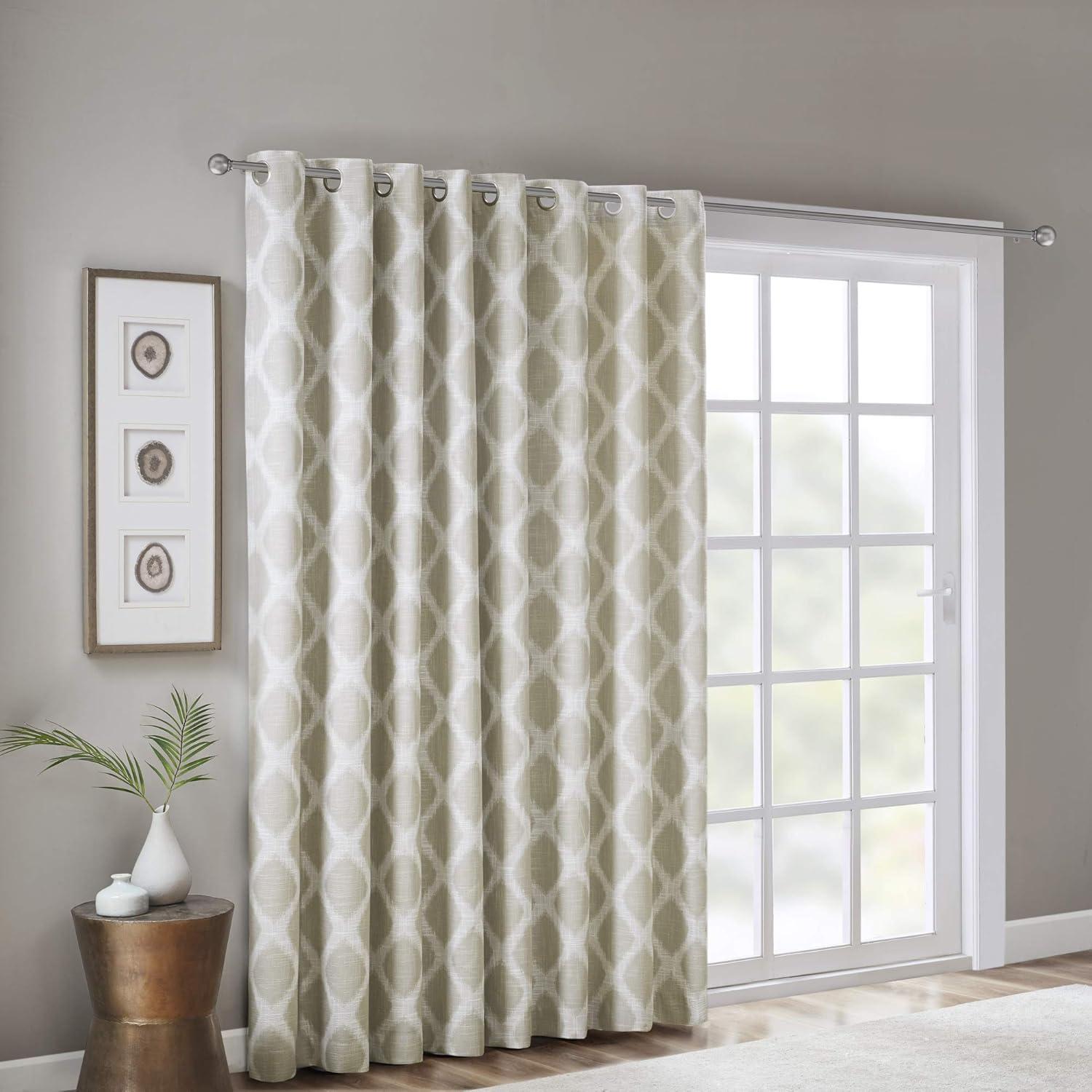 Sun Smart Blakesly Printed Ikat Blackout Patio Curtain - 100x84" - Taupe