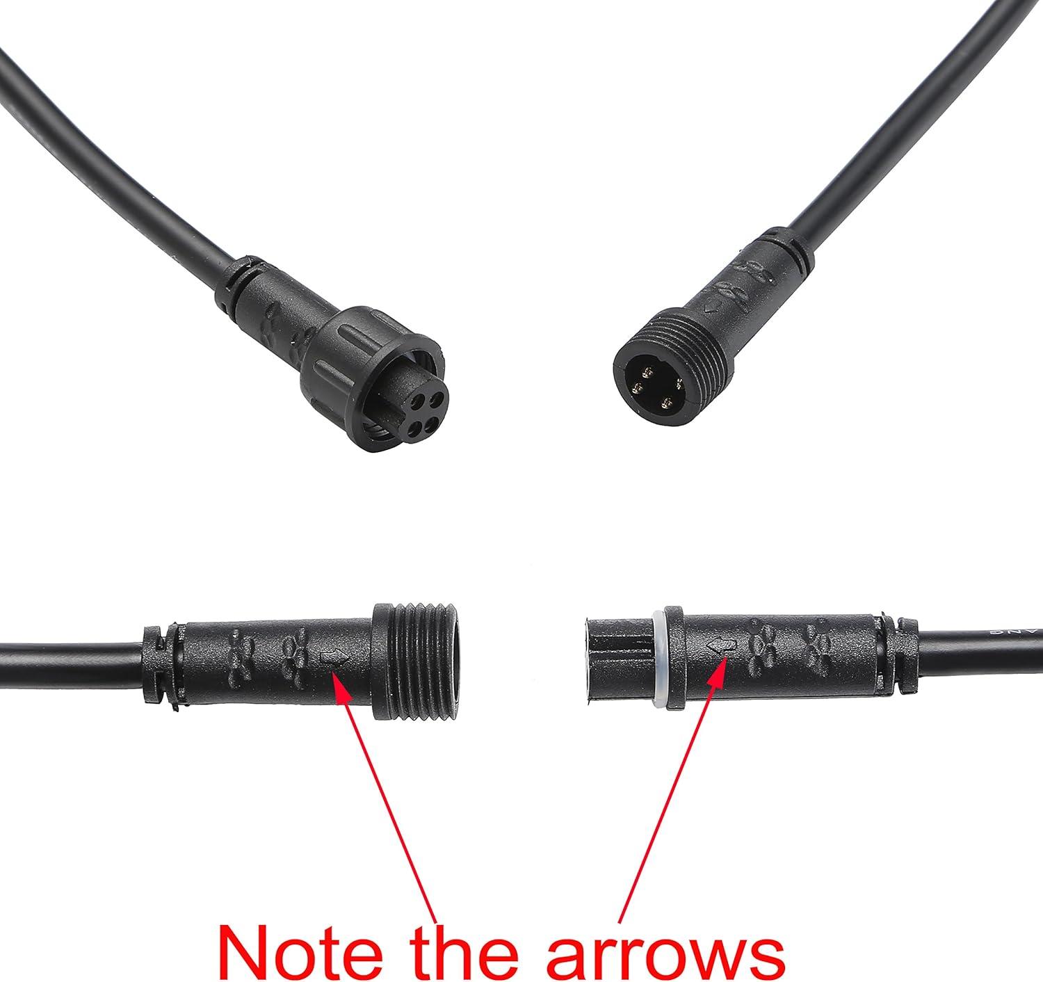 FVTLED Pack of 5, 2m 6.56ft 4Pin Extension Cable Wire with Male and Female Connectors at Both Ends Only RGB Multi-Color LED Deck Light