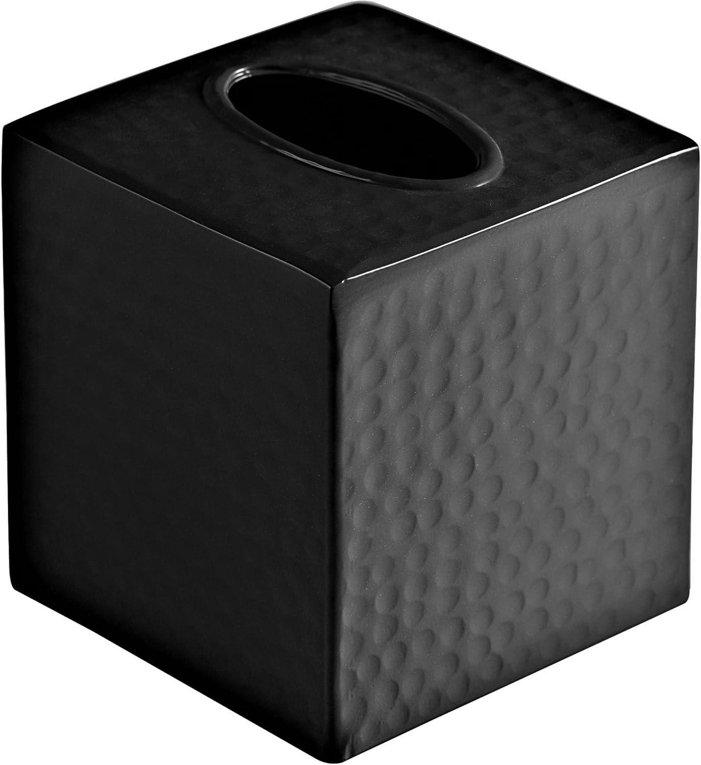 Matte Black Hand Hammered Aluminum Tissue Box Cover