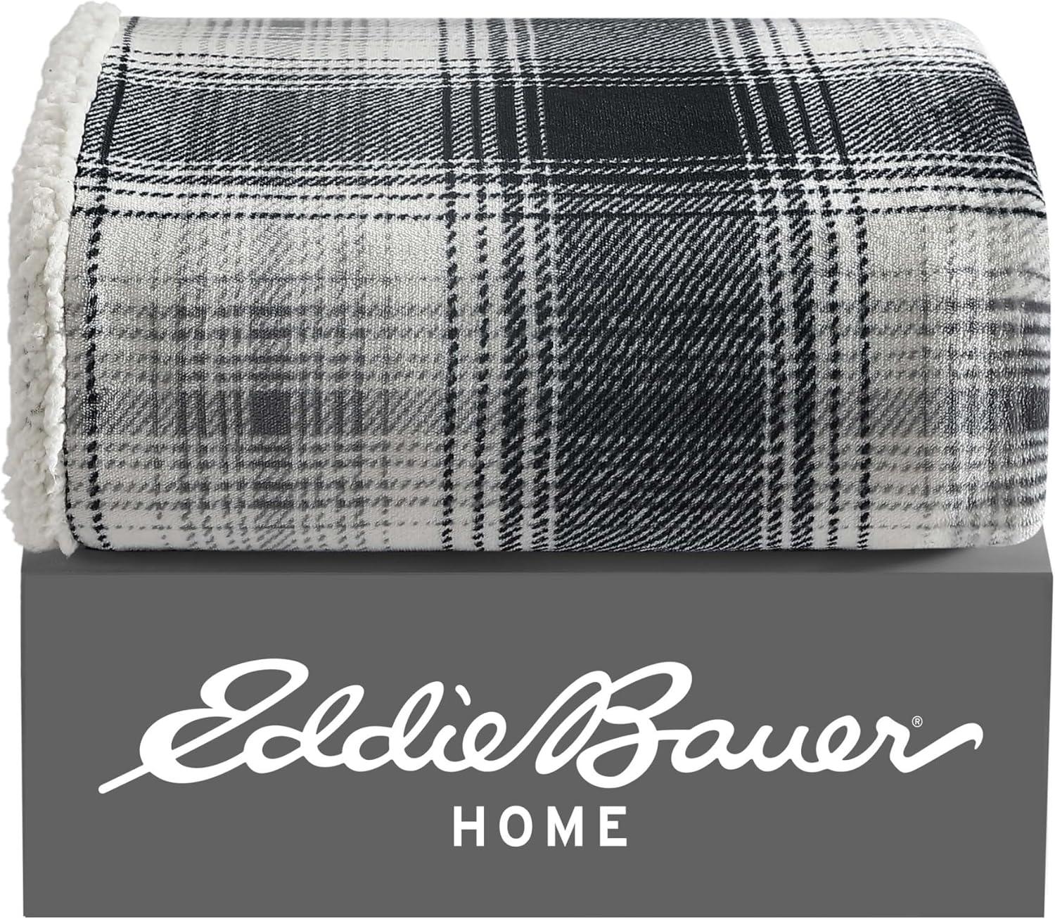 Eddie Bauer Printed Plush Fleece/Sherpa Throw Blankets