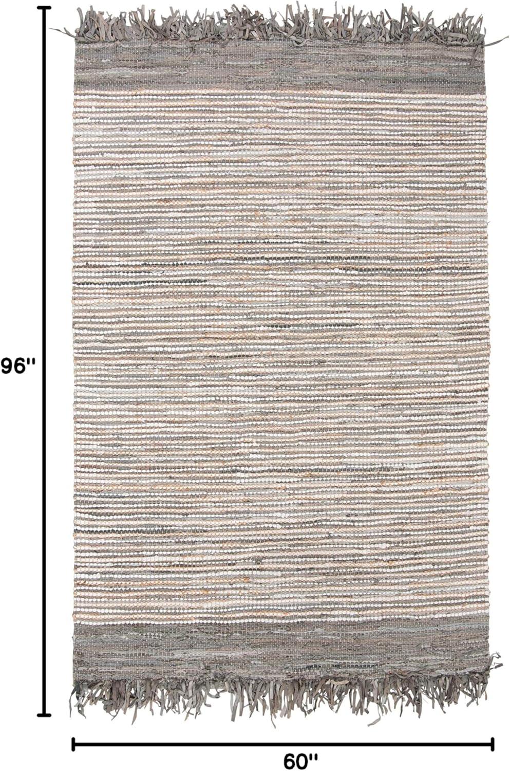 Vintage Leather VTL373 Hand Woven Indoor Area Rug - Grey/Multi - 5'x8' - Safavieh.