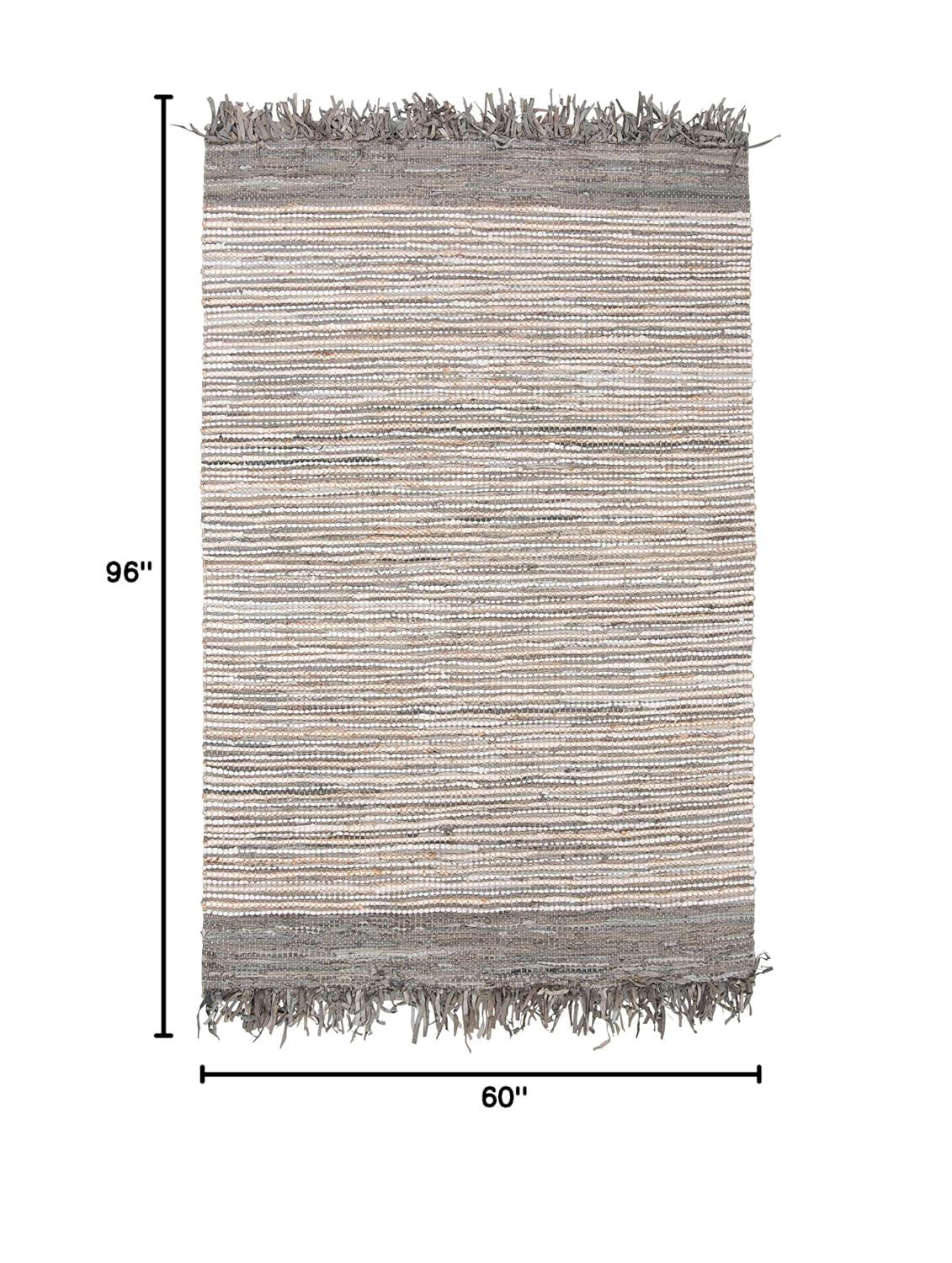 Vintage Leather VTL373 Hand Woven Indoor Area Rug - Grey/Multi - 5'x8' - Safavieh.