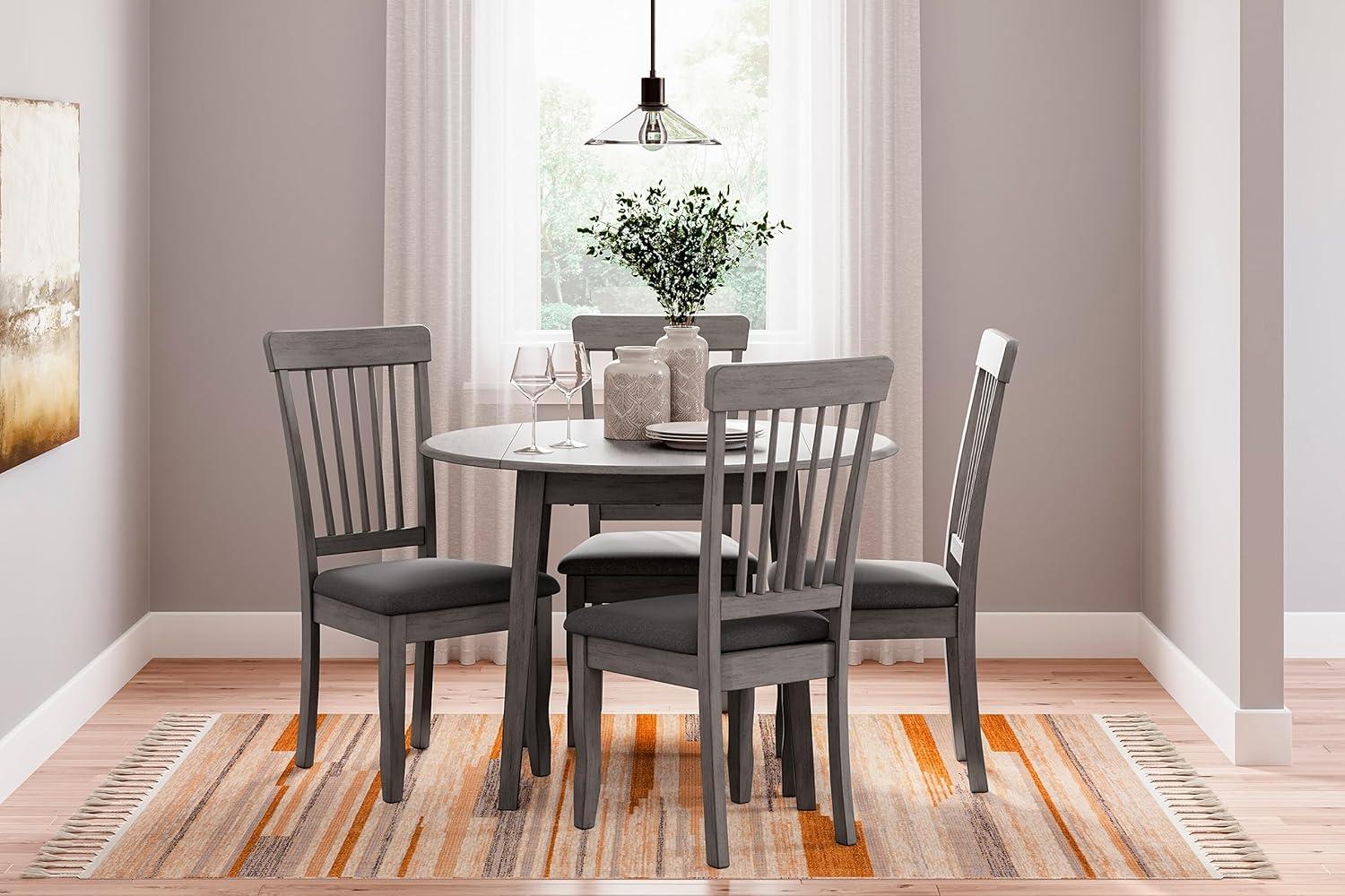 Gray Upholstered Wood Slat Back Side Chair Set