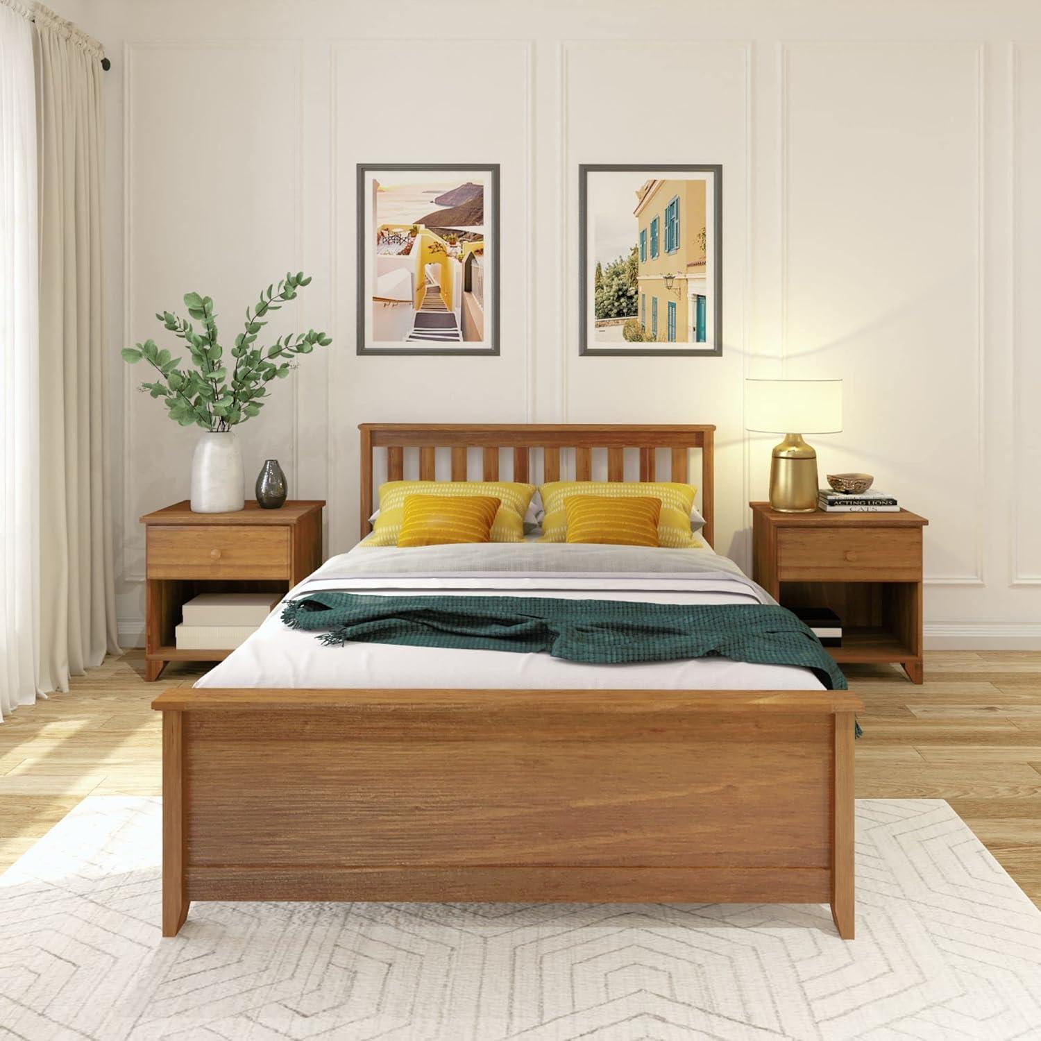 Plank+Beam Solid Wood Full Bed Frame with Headboard, Classic Full Size Adults Platform Bed