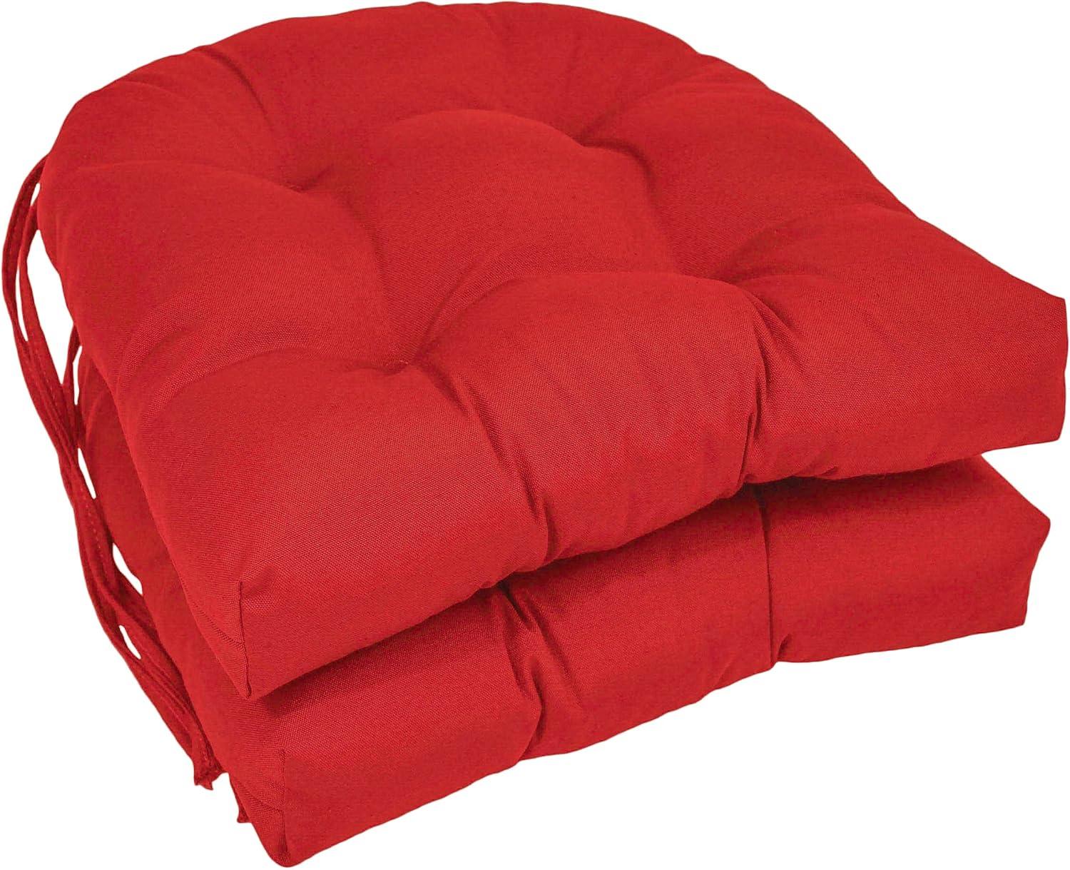 16-inch Solid Twill U-shaped Tufted Chair Cushions (Set of 2)