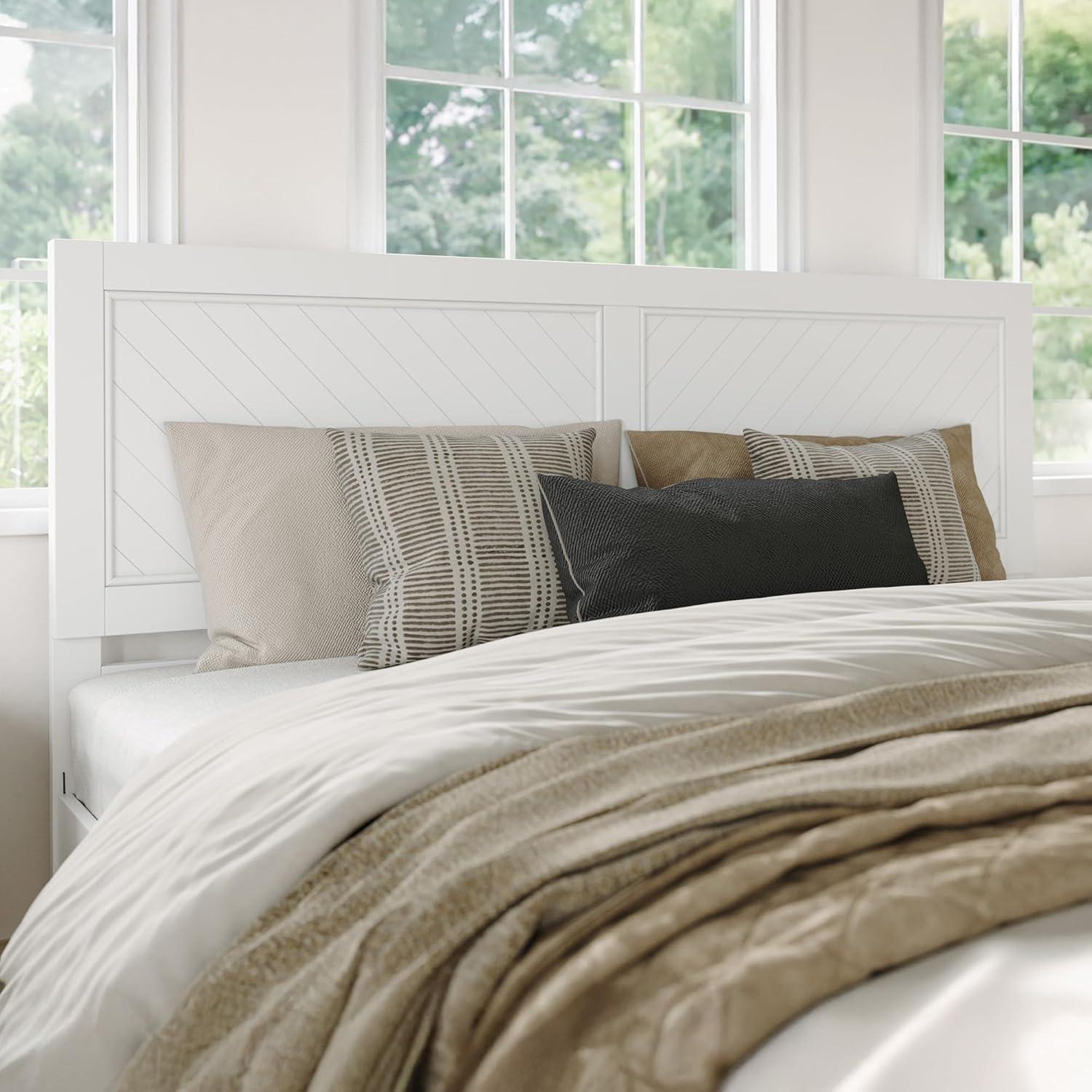 AFI Canyon White Solid Wood Platform Bed with Matching Footboard & Storage Drawers, King