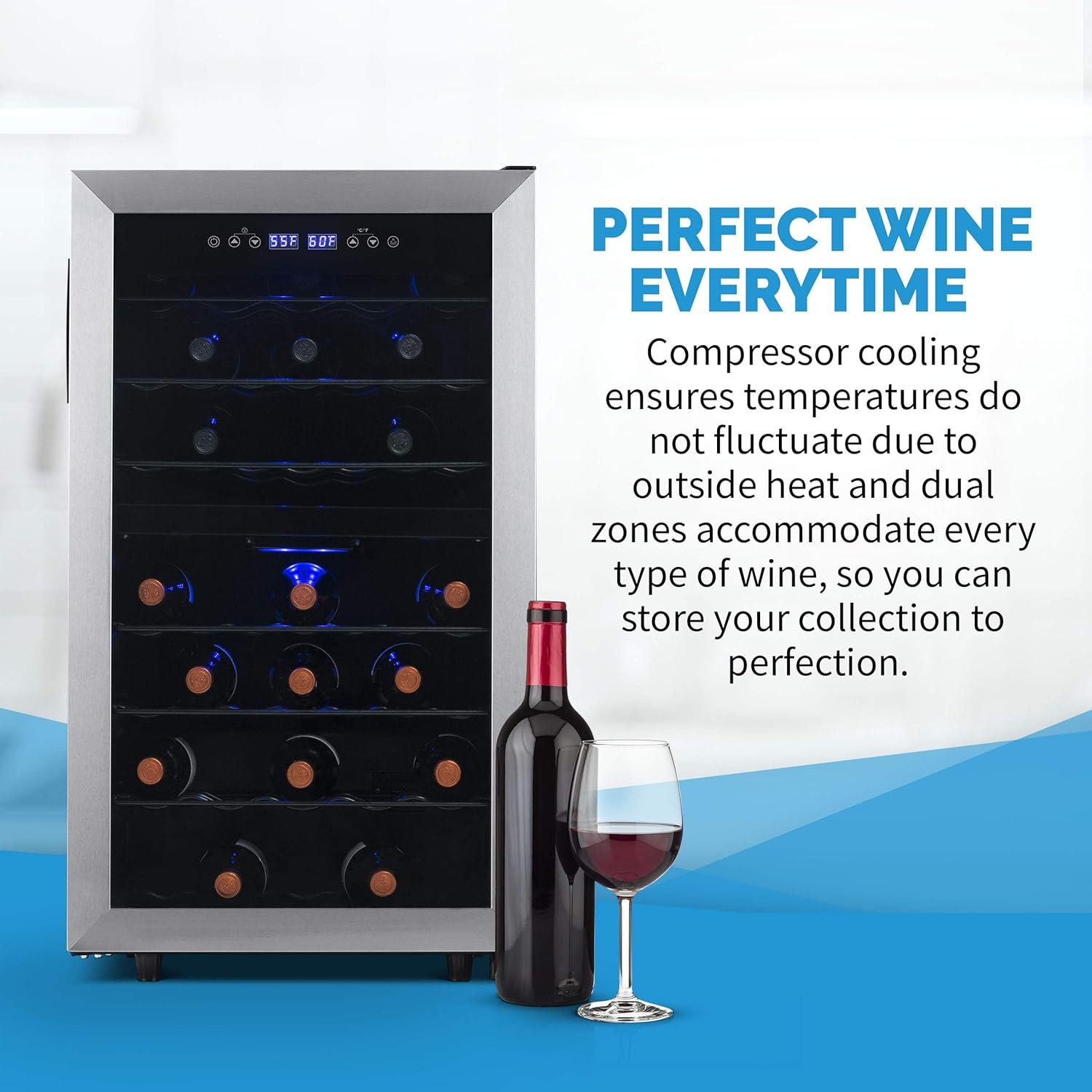 Newair Free Standing Wine Cooler, Stainless Steel