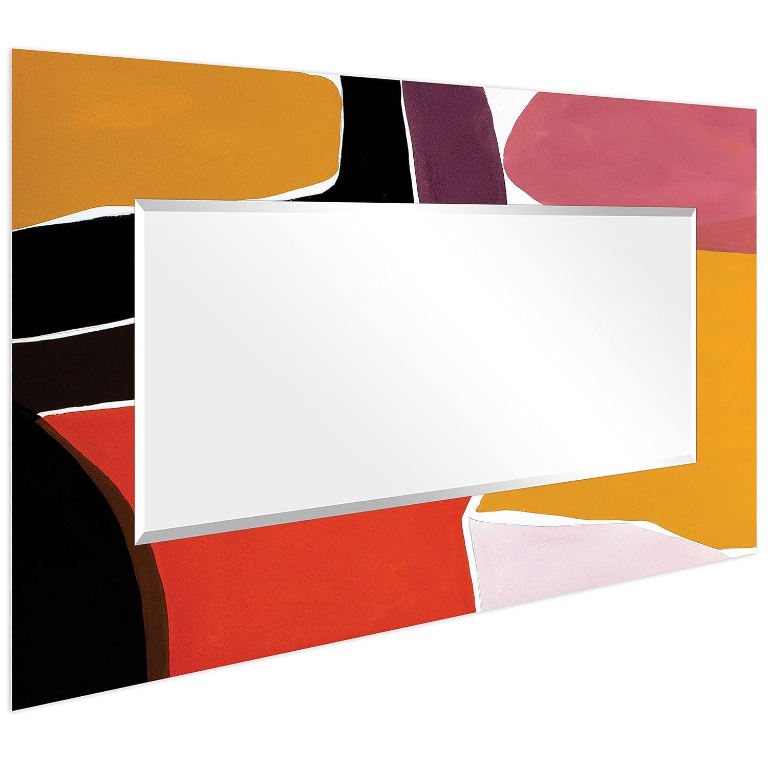 Empire Art Direct Finale I Rectangular Beveled Mirror on Free Floating Reverse Printed Tempered Art Glass, 72" x 36" x 0.4", Ready to Hang