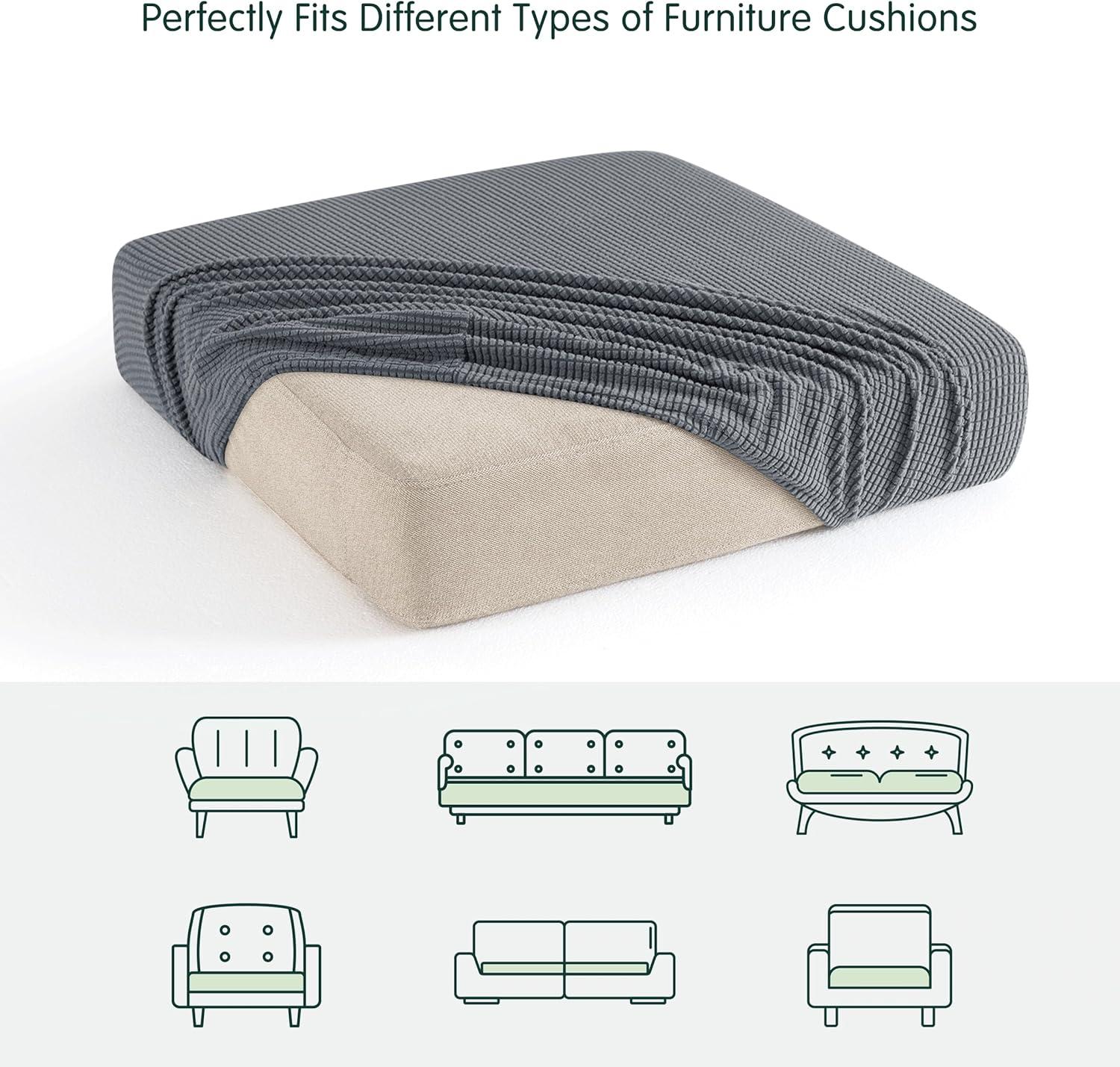 CHUN YI Stretch Loveseat Couch Cushion Cover Suitable for 2 Settee, Sofa Seat Slipcover with Spandex Jacquard Fabric(Medium,Light Grey)