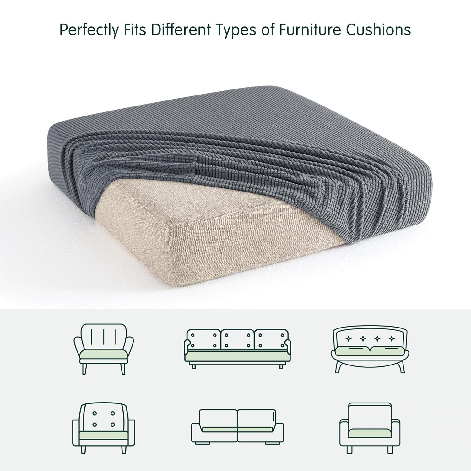 CHUN YI Stretch Loveseat Couch Cushion Cover Suitable for 2 Settee, Sofa Seat Slipcover with Spandex Jacquard Fabric(Medium,Light Grey)