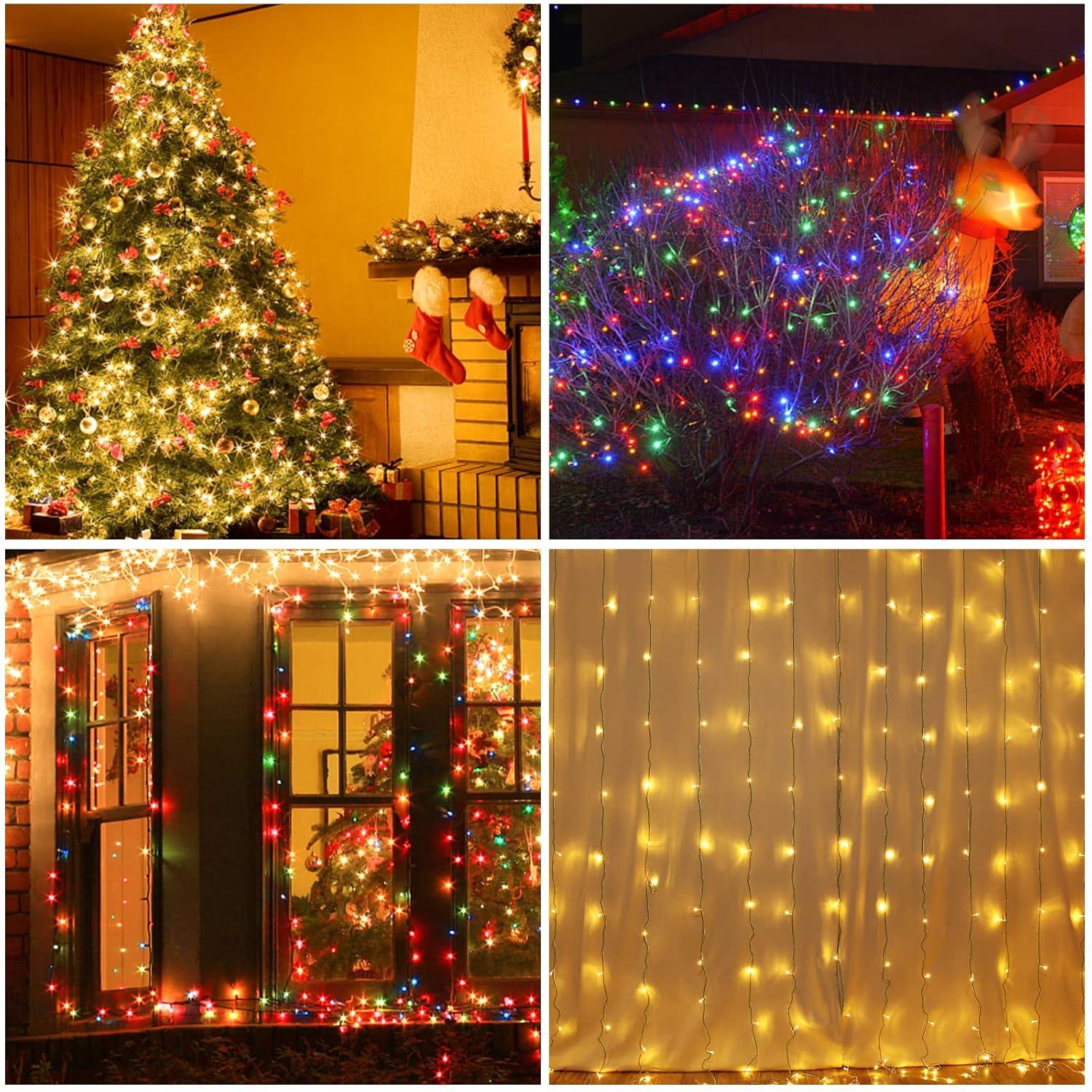Decute 500LED 164FT Christmas Tree String Lights Green Wire Dimmable with Remote Control, UL Listed Plug in Fairy Starry Lights Decorative for Christmas Tree Party Wedding Indoor Outdoor Warm White