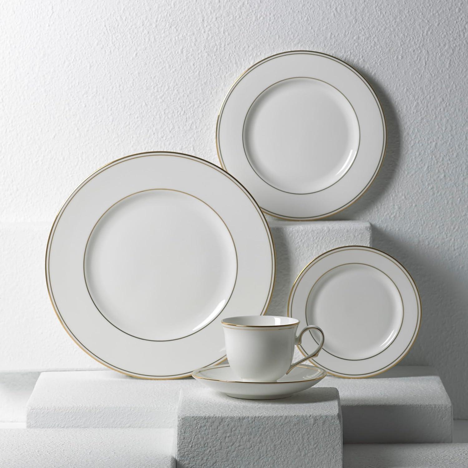 White and Gold Porcelain 5-Piece Formal Place Setting