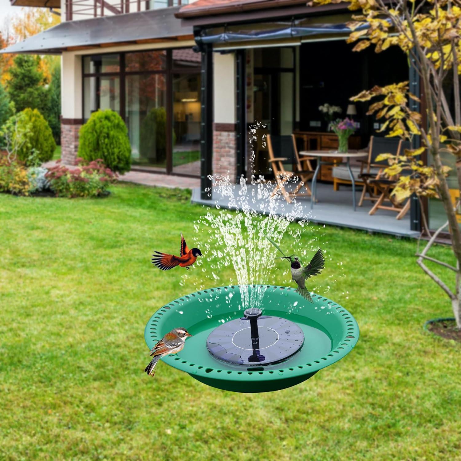 Bird Baths for Outdoors Heavy Duty, 16 inch BirdBath Bowl Only with 25” Rust-Proof Black Chains, Hanging Bird Bath Hanging Bird-Feeder for Garden Backyard Decor (Green 1 Pack)