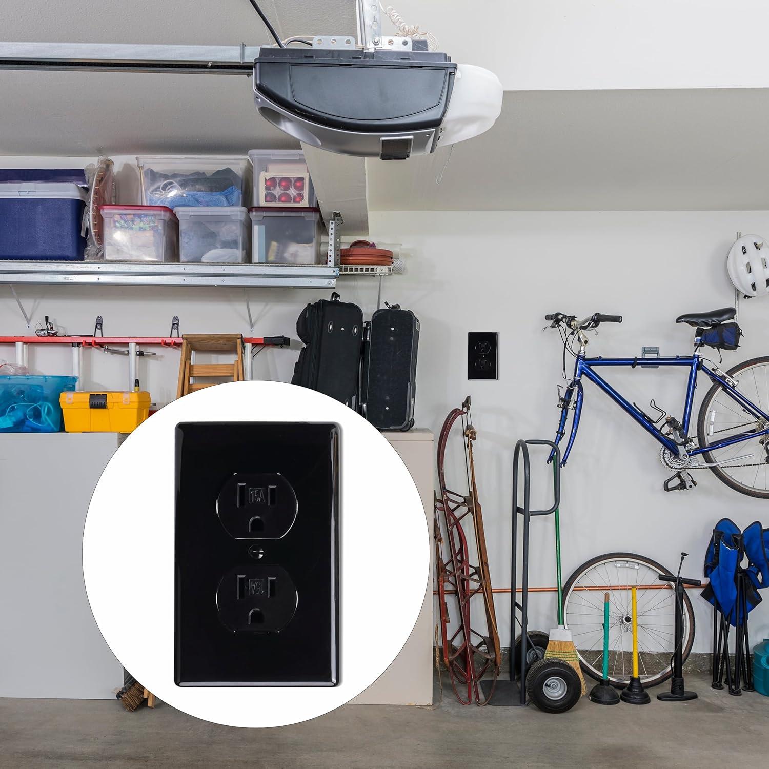 Black Painted Duplex Receptacle Outlet Cover Plates, 10 Pack