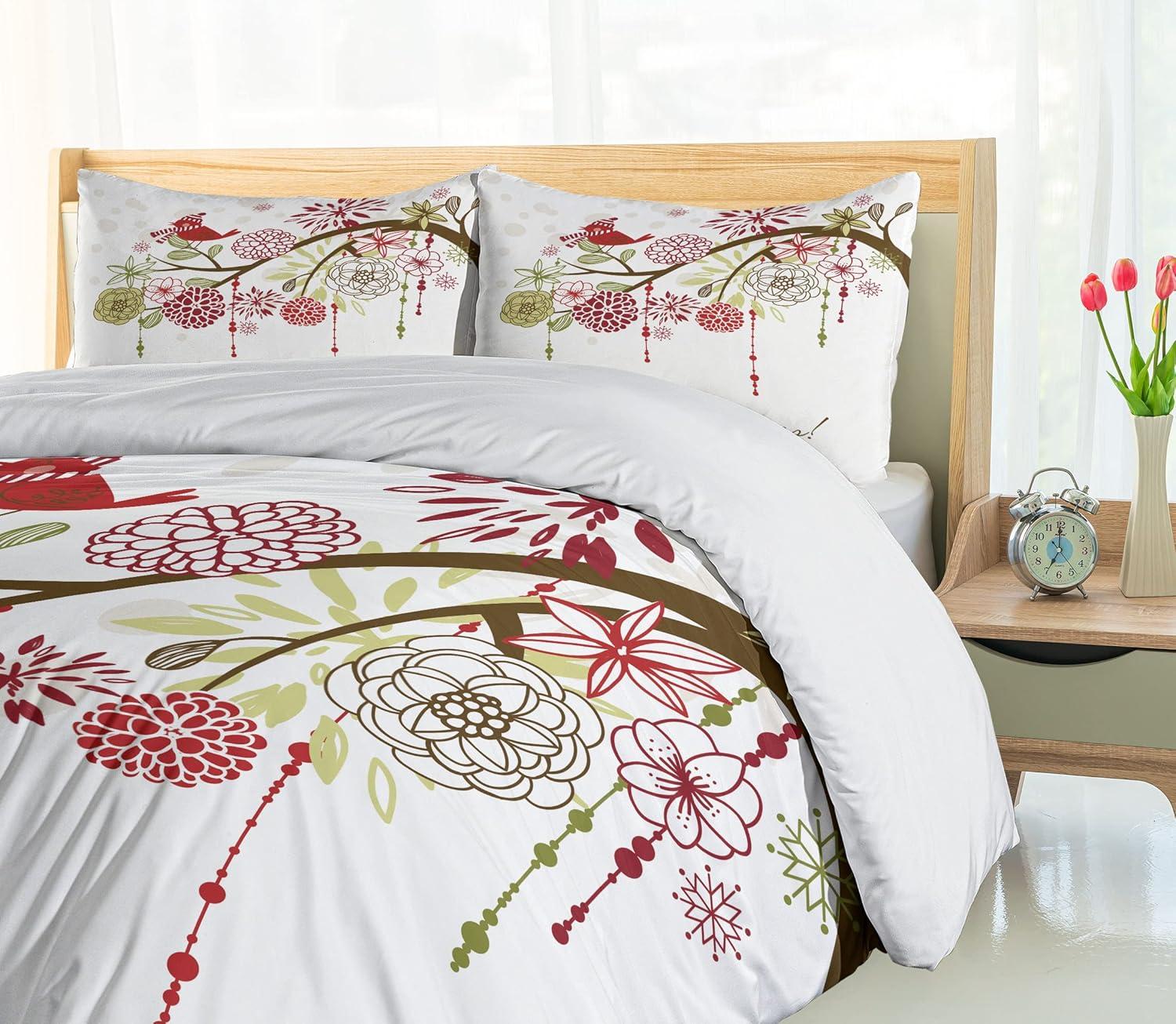 Christmas Farmhouse / Country Floral Duvet Cover Set