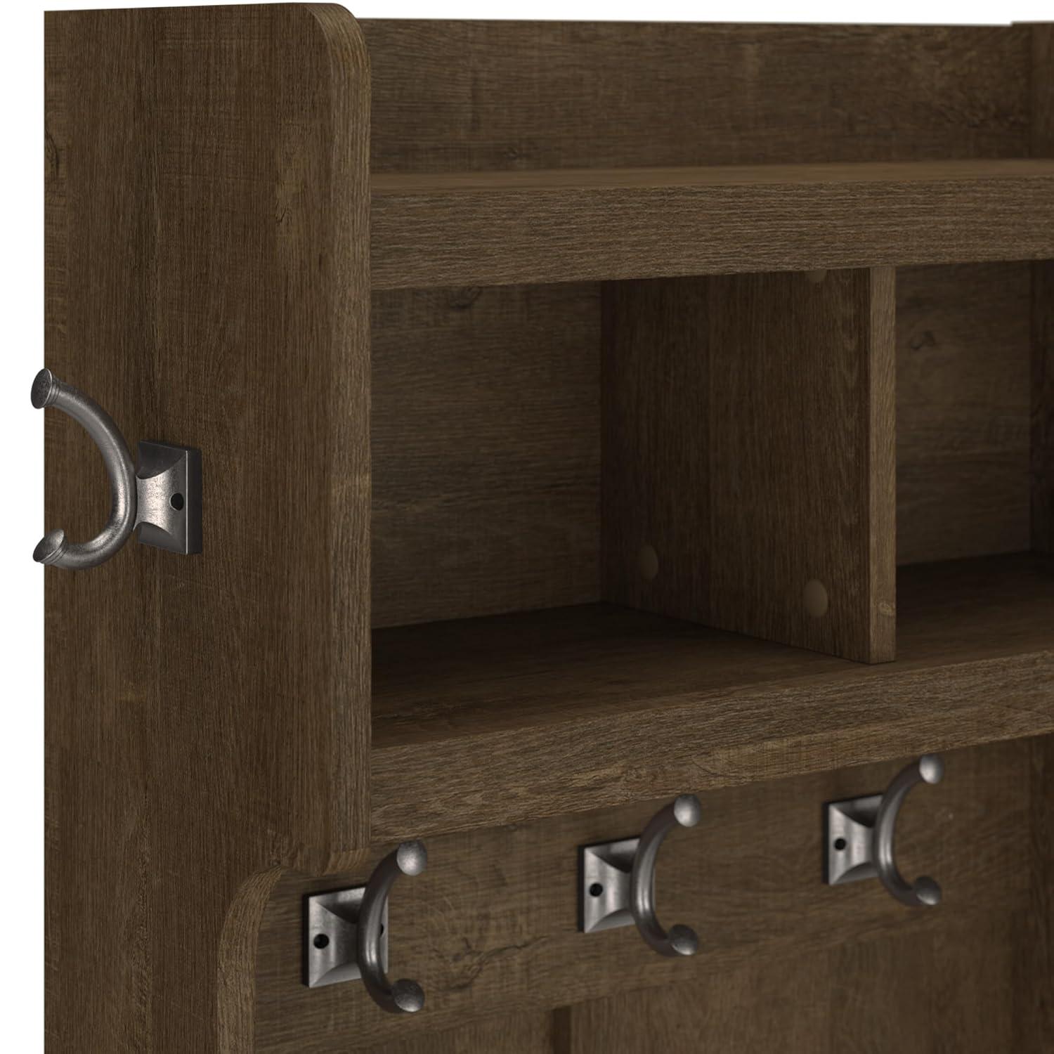 Woodland 40W Hall Tree and Shoe Bench w/ Doors in White Maple - Engineered Wood