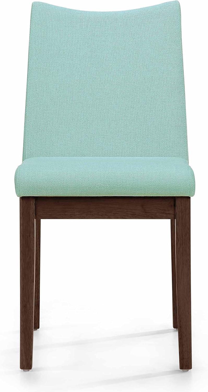 Mint Upholstered Mid-Century Modern Dining Chairs with Walnut Frame, Set of 2