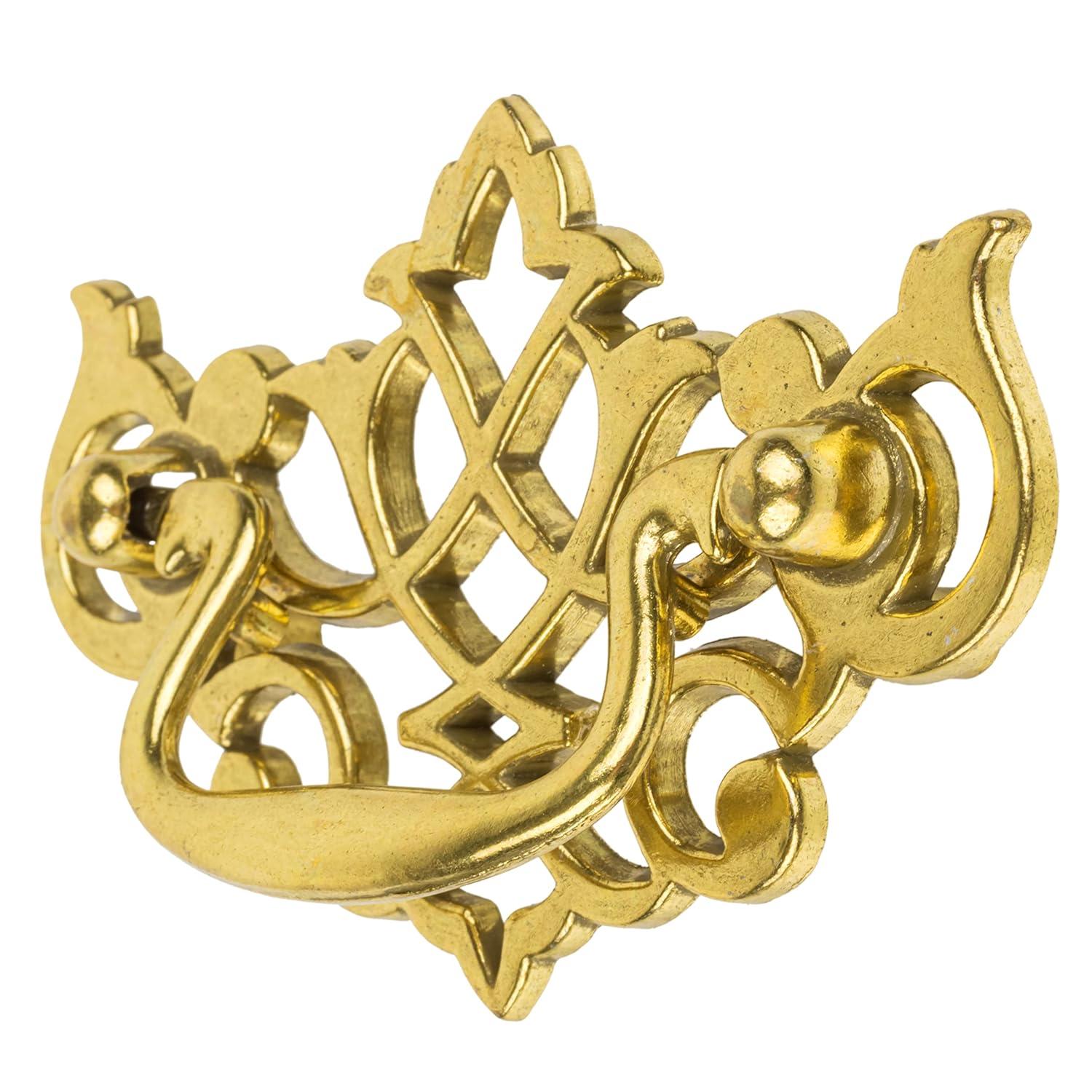 UNIQANTIQ HARDWARE SUPPLY Queen Anne Chippendale Satin Brass Drawer Bail Pull ( Centers: 2-1/2" )