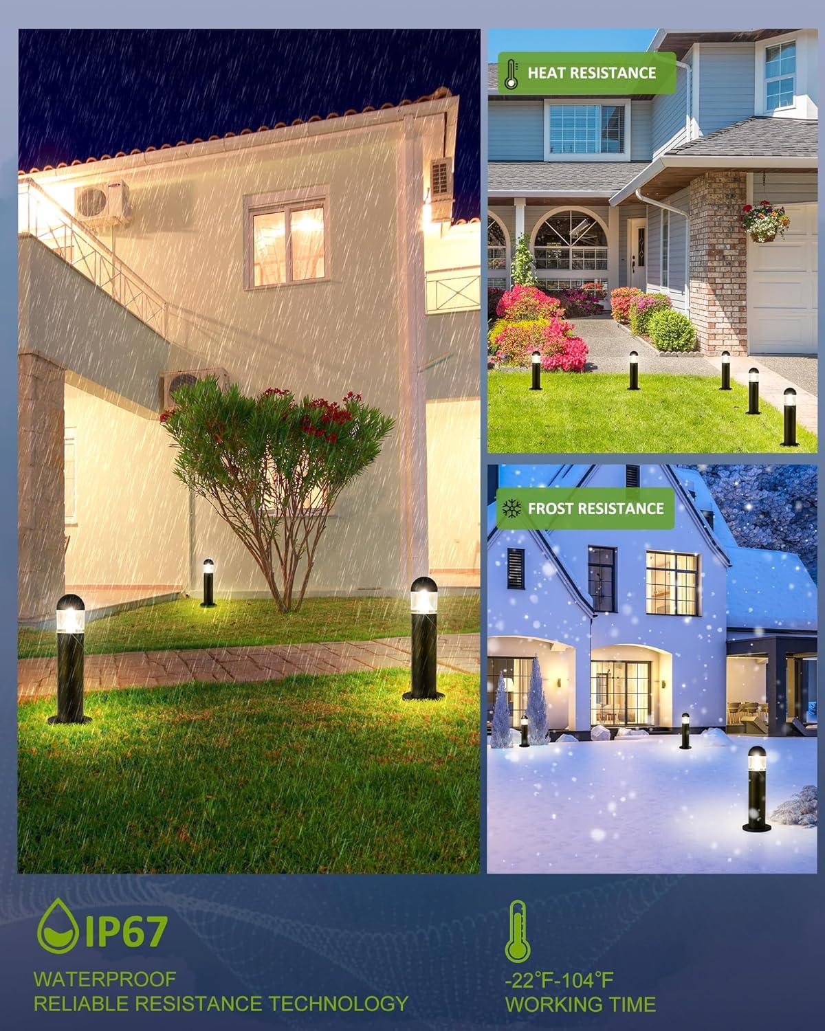 6 Pack Low Voltage Landscape Pathway Lights, 12V LED Bollard Light IP67 Waterproof, Outdoor Driveway Walkway Wired Lights (Included Connector) - Yard Garden Lawn, 2700K Warm White