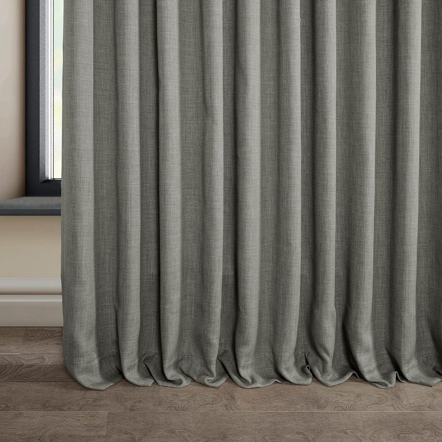 Faux Linen Textured Room Darkening Curtains for Bedroom & Living Room Curtains - Single Panel drapes