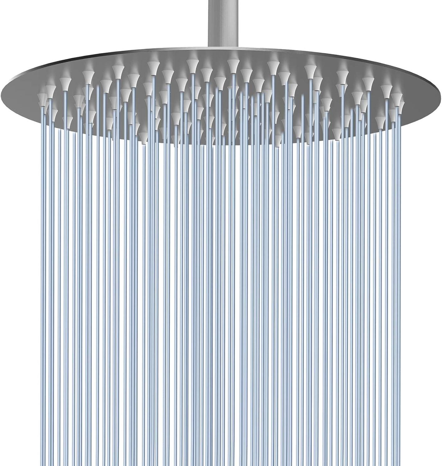 Voolan Rain Shower Head, High Flow Large Rainfall Showerhead Made of All Metal Stainless Steel, Waterfall Body Covering, Universal Wall and Ceiling Mount (12 Inch, Chrome)