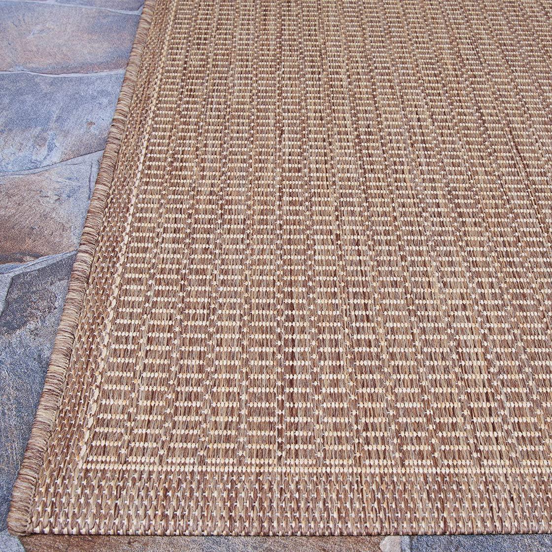 Couristan Recife Saddle Stitch Indoor /Outdoor Area Rug, Cocoa- Natural, 7'6" Square