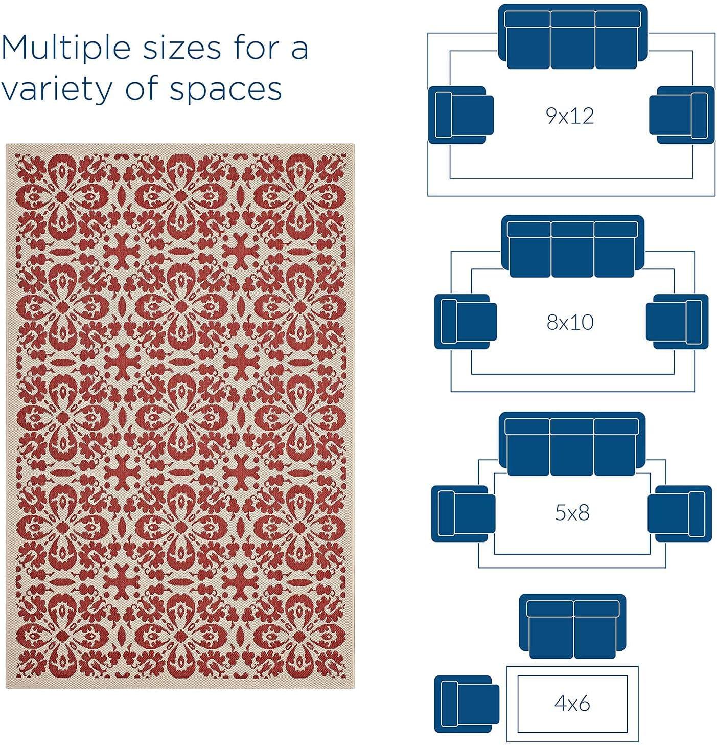 Modway Ariana Vintage Floral Trellis 4x6 Indoor and Outdoor Area Rug