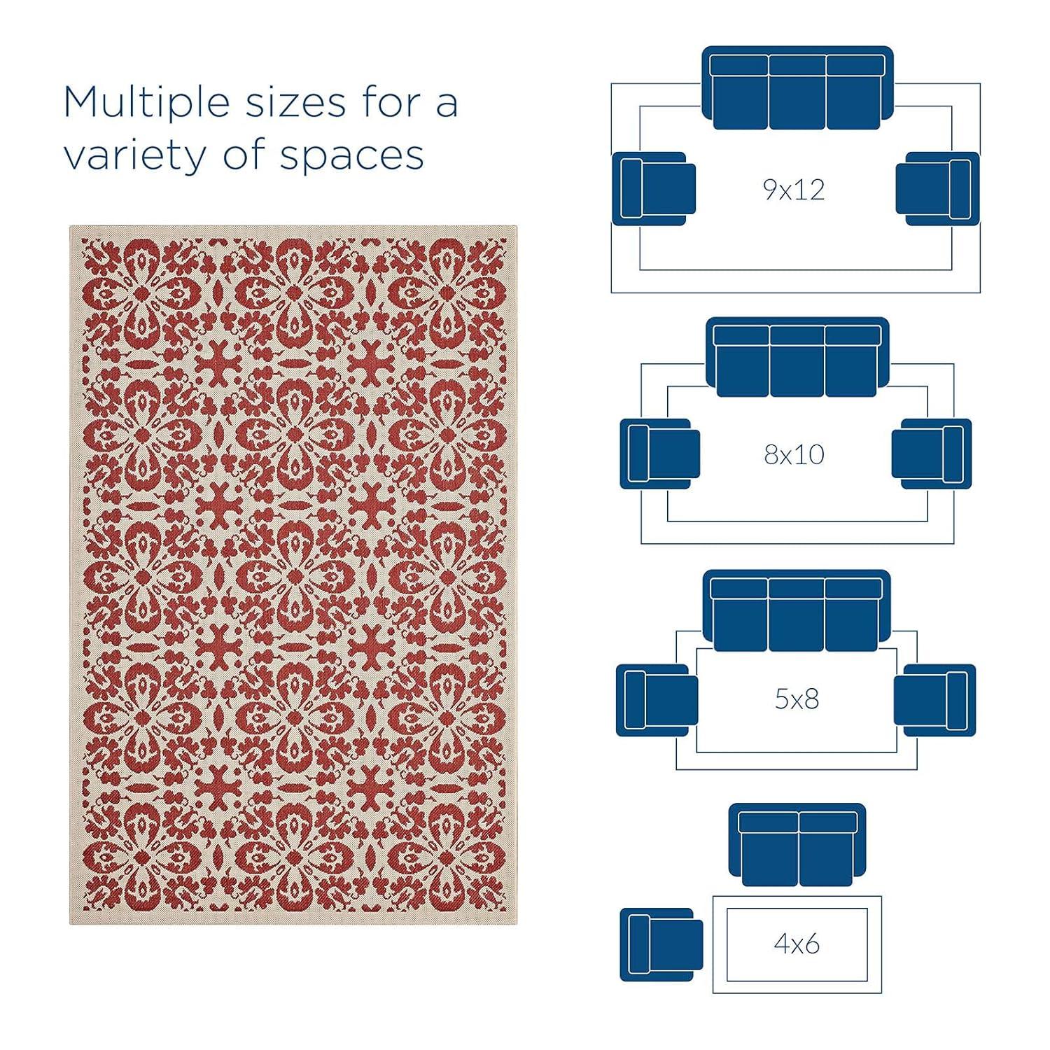 Modway Ariana Vintage Floral Trellis 4x6 Indoor and Outdoor Area Rug