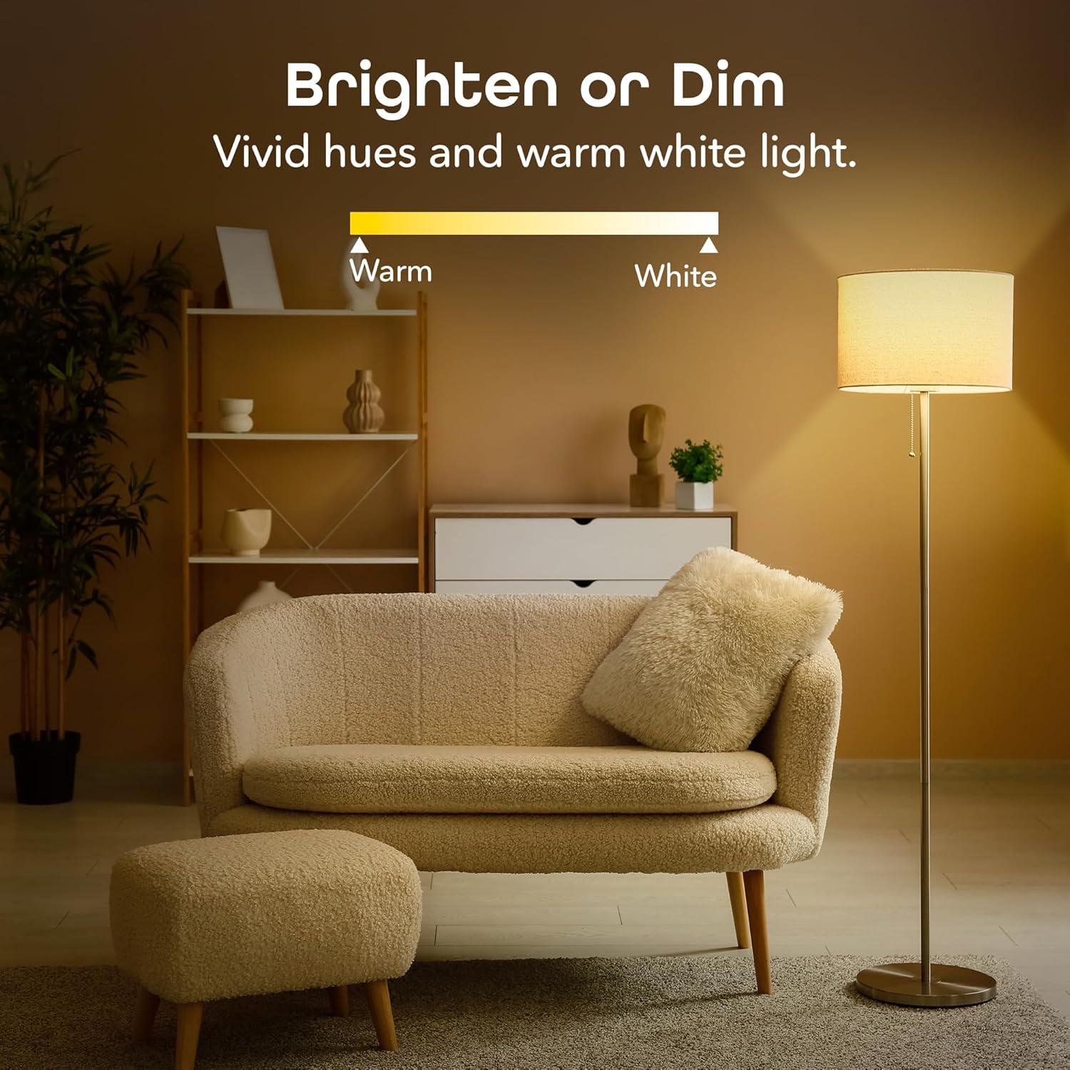 Geeni Smart LED Light Bulb 3-Pack  A19 WiFi Dimmable Soft White 800 Lumens, Works with Alexa & Google Assistant, Voice Control, Energy Efficient Smart Bulbs