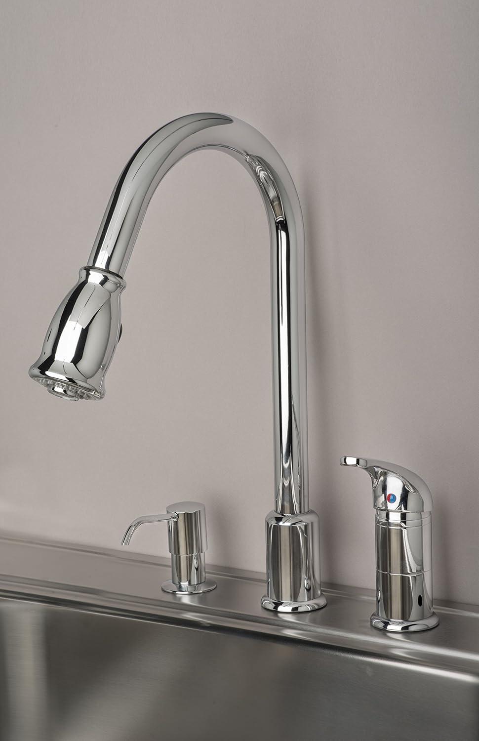 Builders Shoppe Classic Single Handle 16" Pull-Down Kitchen Faucet with Soap Dispenser Oil Rubbed Bronze Rubbed