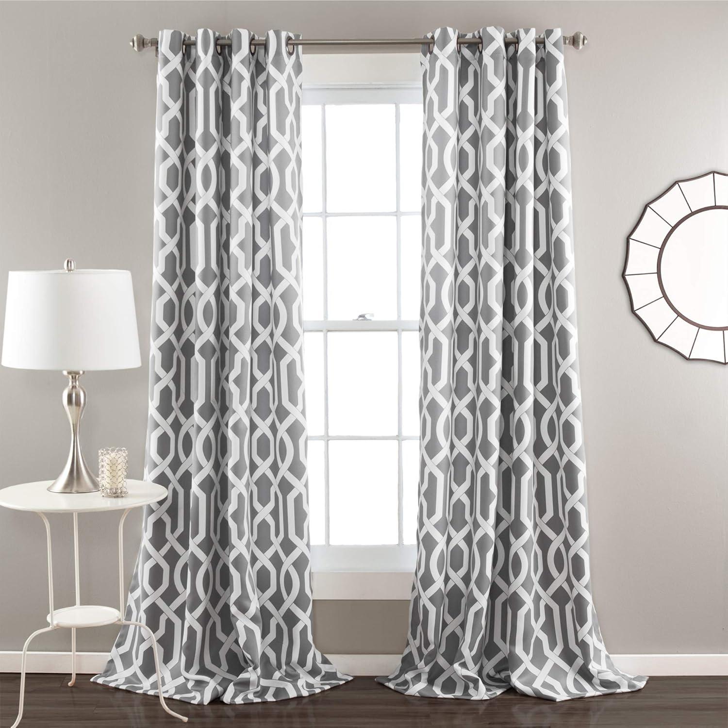 Lush Decor Edward Trellis Polyester Room Darkening Curtain Pair (Set of 2)