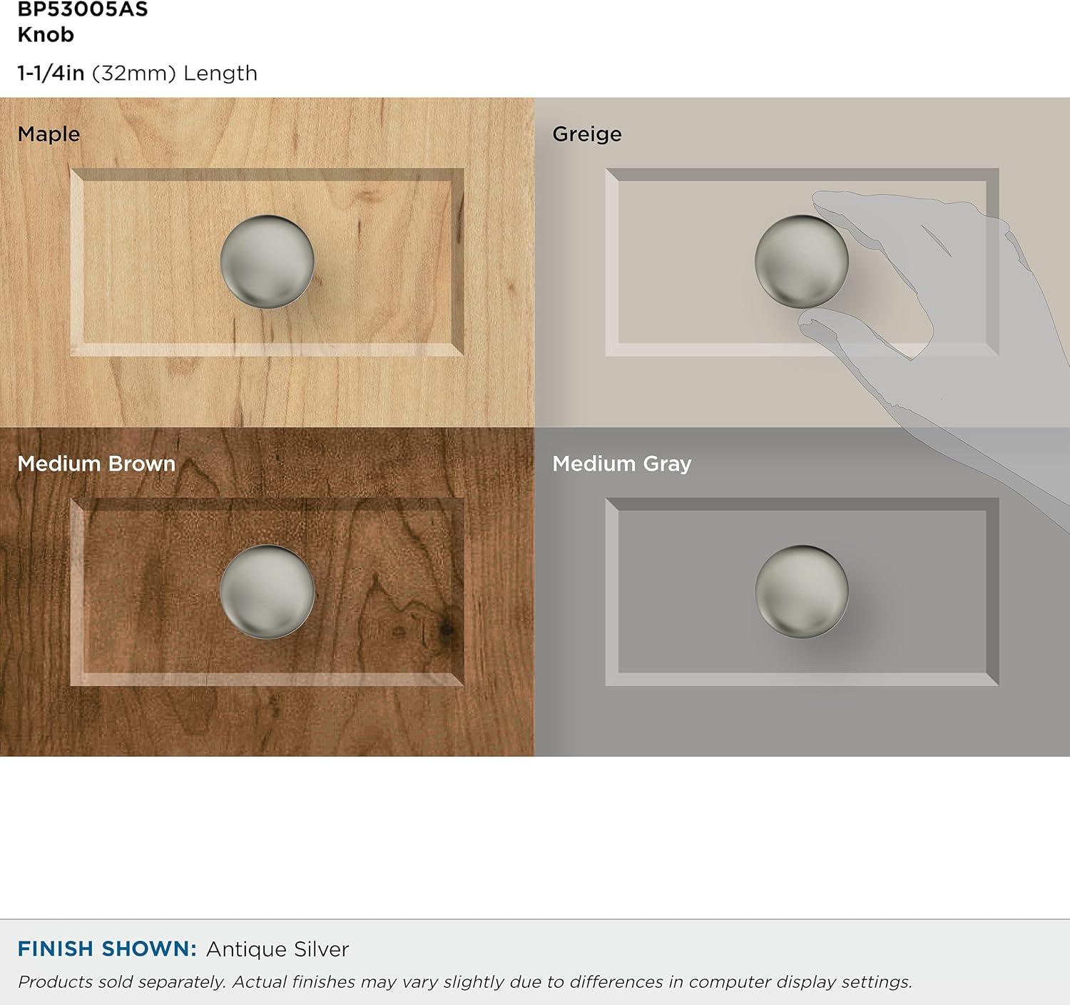 Amerock Edona 1-1/4 inch (32mm) Diameter Antique Silver Cabinet Knob