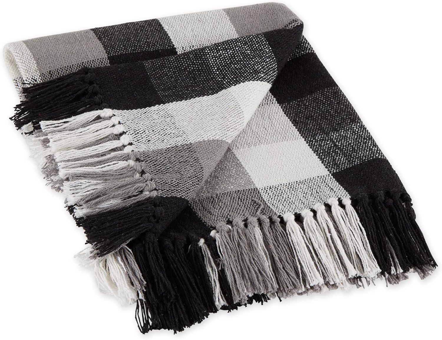 Black Tri Color Check Throw