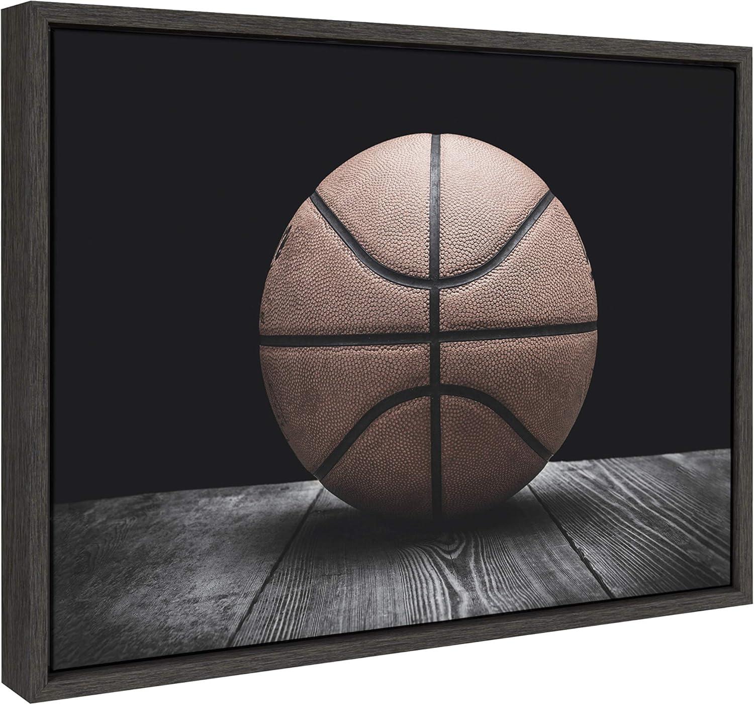 18" x 24" Sylvie Vintage Basketball Framed Canvas By Shawn St. Peter - DesignOvation: Sports Wall Art, Nursery Decor
