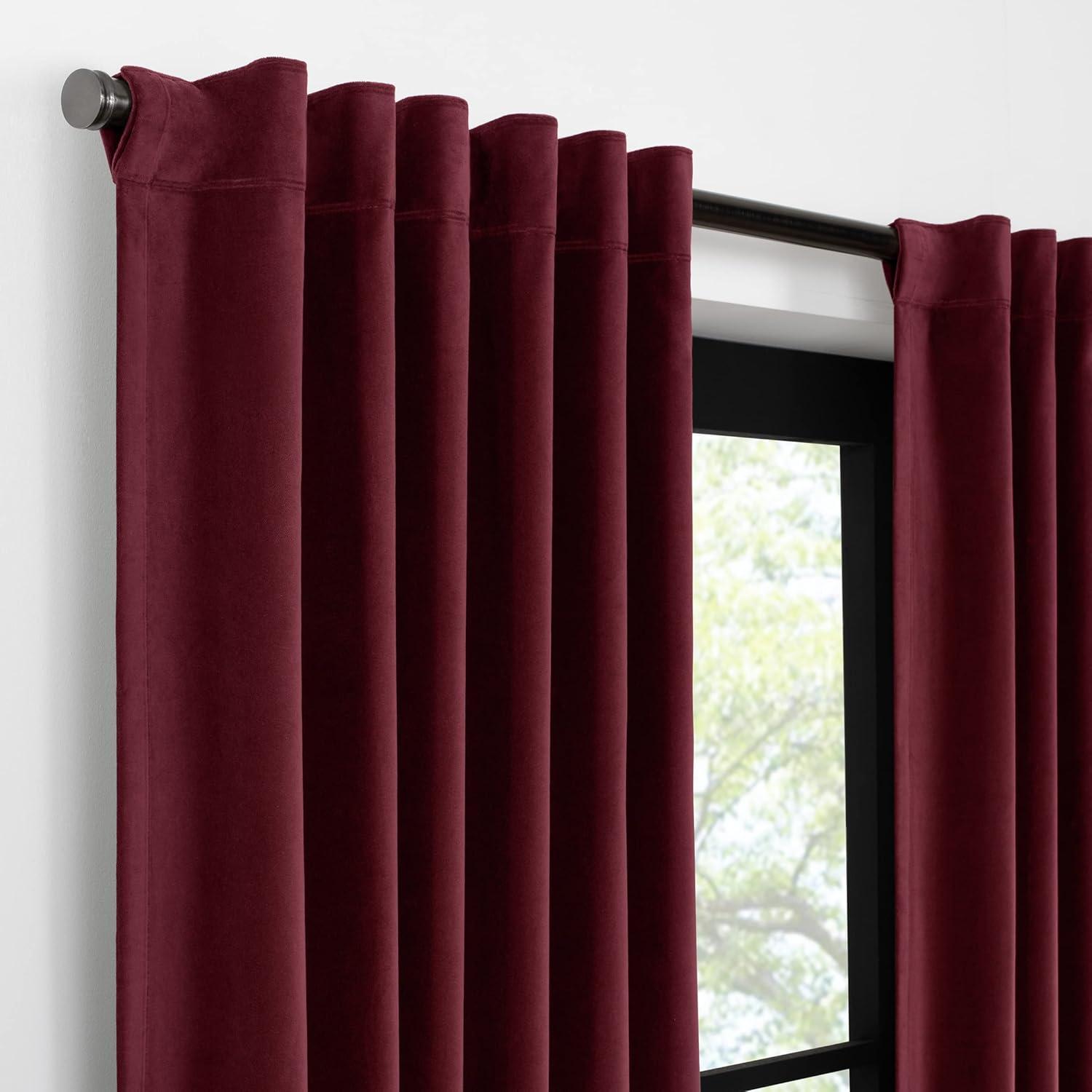Eclipse Eclipse Luxury Cotton Velvet 100% Blackout Rod Pocket Back Tab Curtain Panel