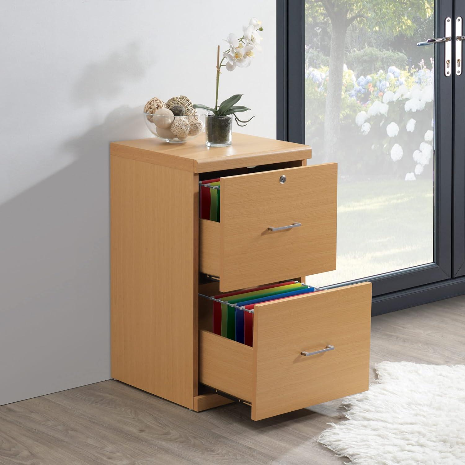 Natural 2-Drawer Lockable Vertical File Cabinet with Engineered Wood