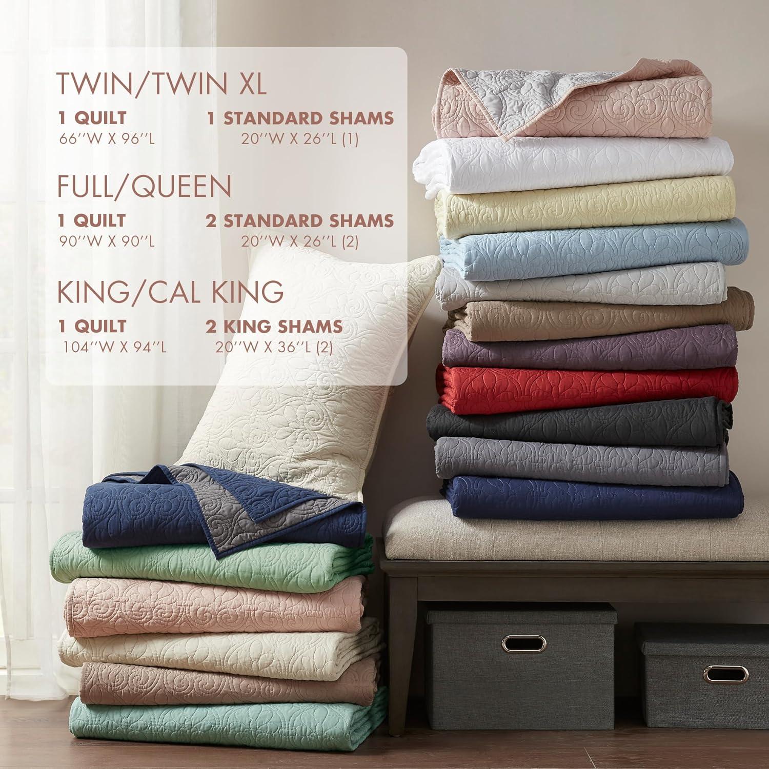 Madison Park 3pc Full/Queen Vancouver Reversible Quilt Set Clay Pink