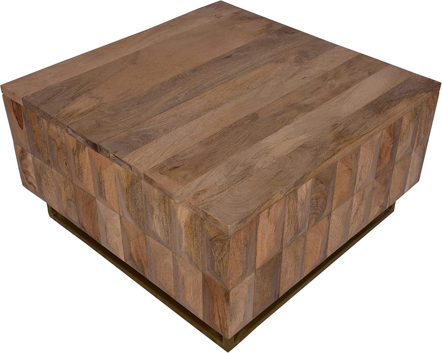 The Urban Port 33" Lift Top Storage Trunk Coffee Table Square Mango Wood Natural Brown