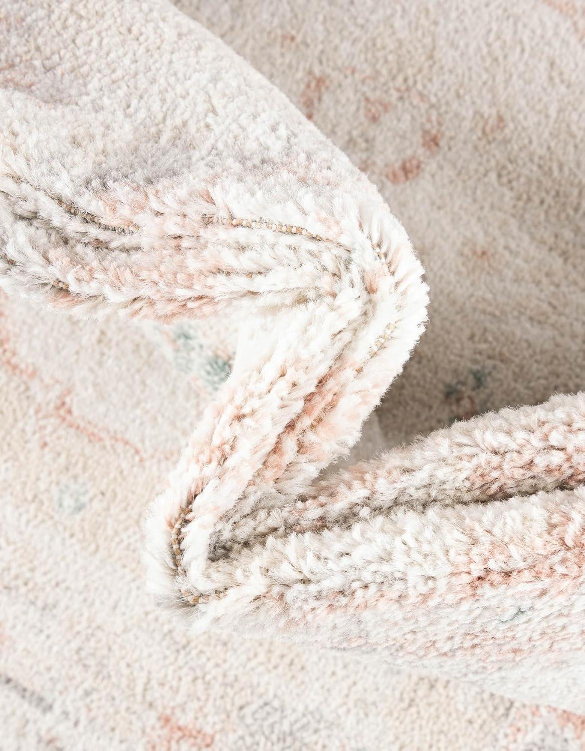 Rugs.com Madeline Vintage Collection Rug – 4 Ft Runner Ivory Low-Pile Rug Perfect for Hallways, Entryways