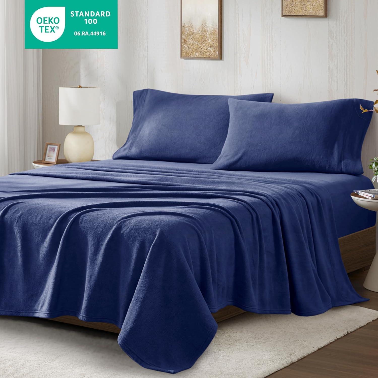 Full Micro Fleece Sheet Set Navy - True North by Sleep Philosophy