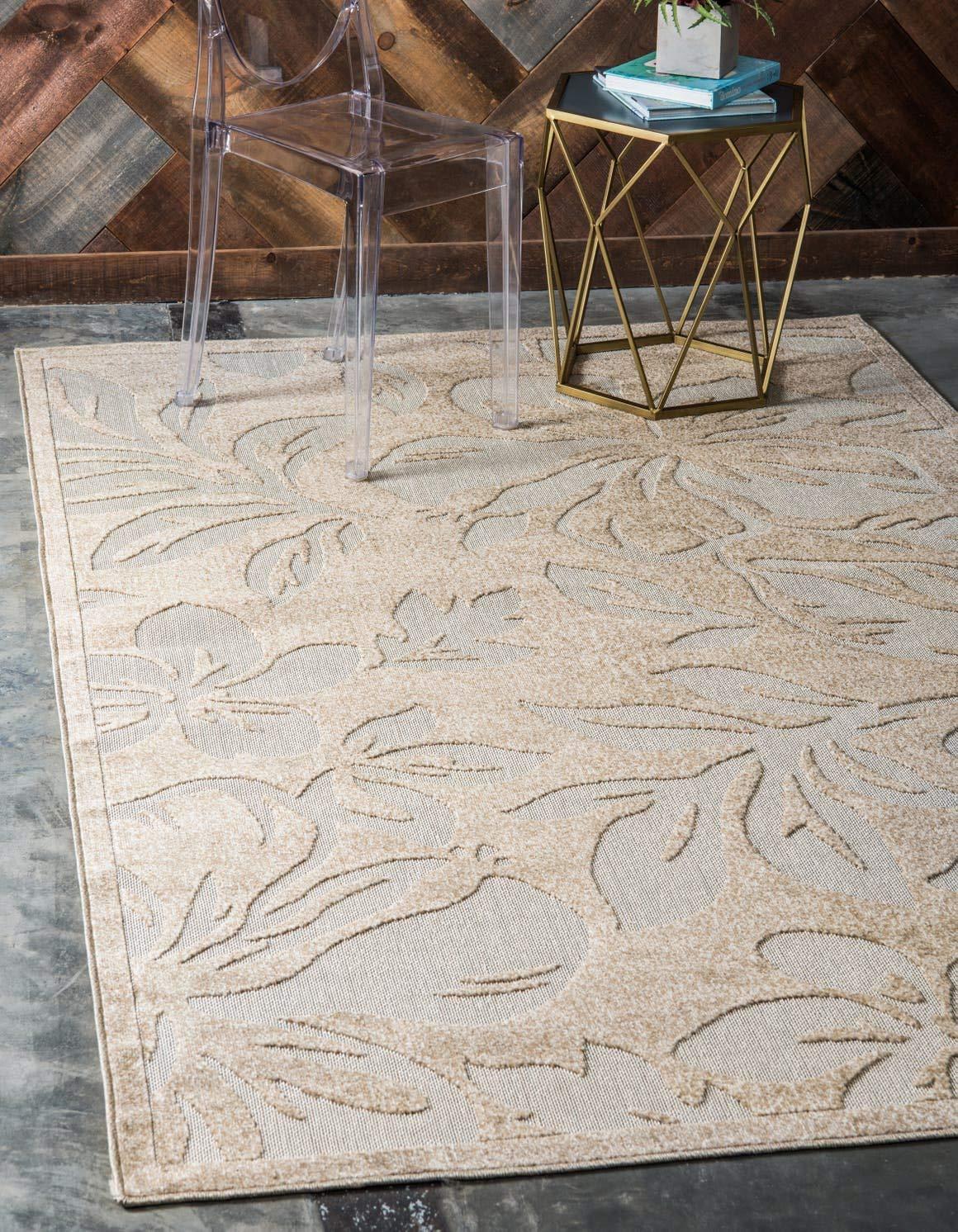 Unique Loom 7' 1 x 10' 0 Beige Outdoor Botanical Jacksonville Area Rug