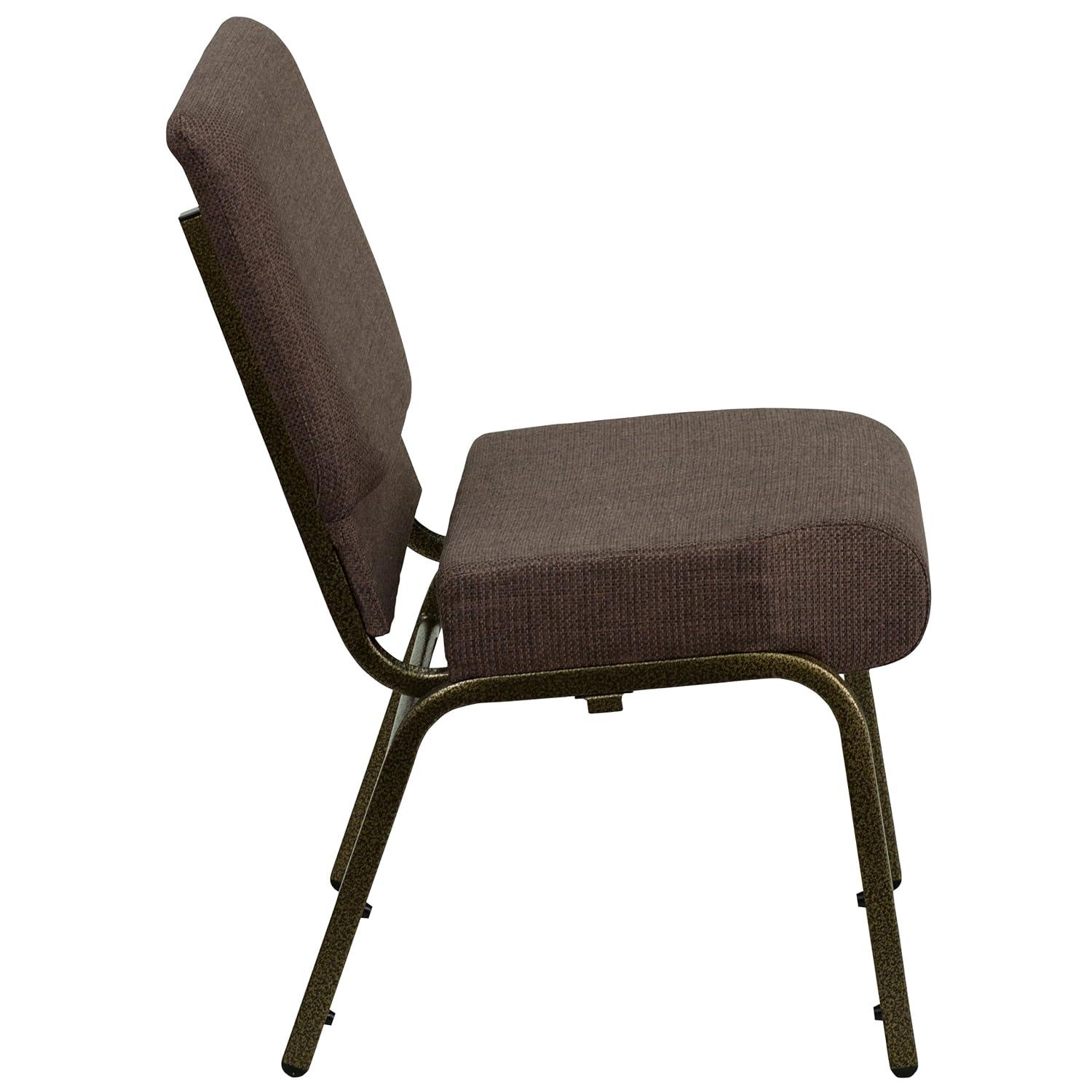 Flash Furniture Hercules Series 21"W Upholstered Adult Church Chair with Book Pouch, Brown