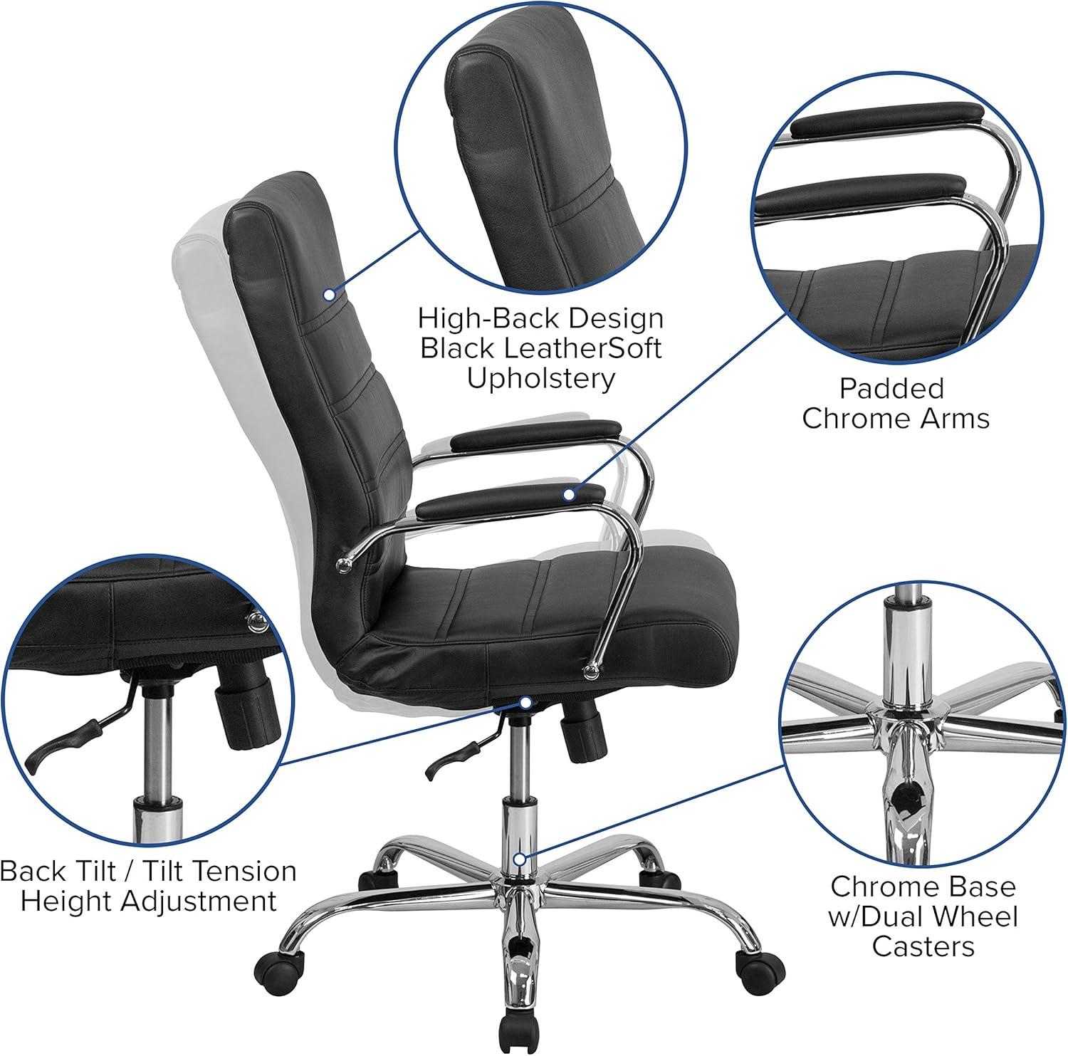 Flash Furniture High Back Executive Swivel Office Chair with Metal Frame and Arms