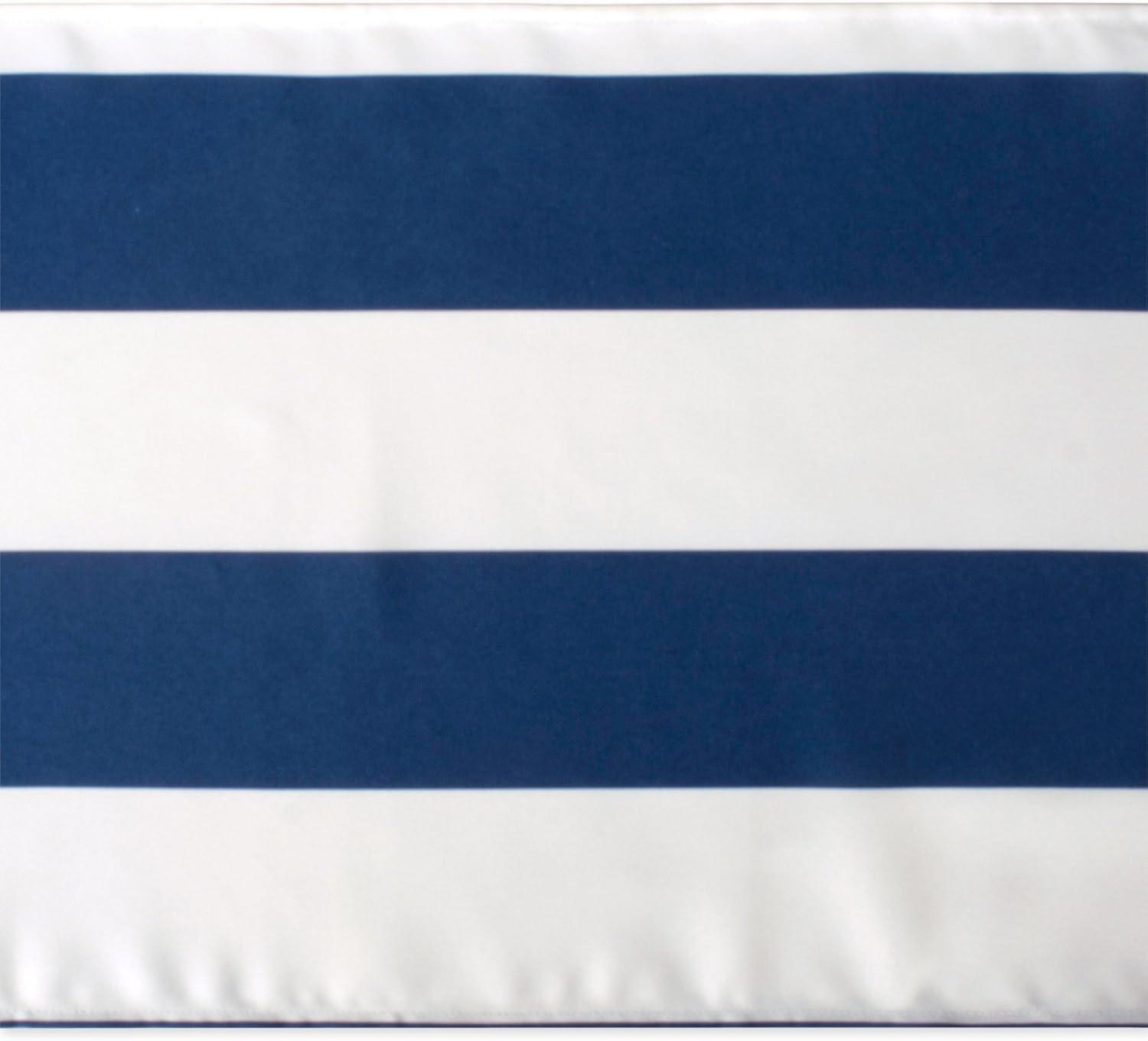 Nautical Blue and White Striped Polyester Table Runner