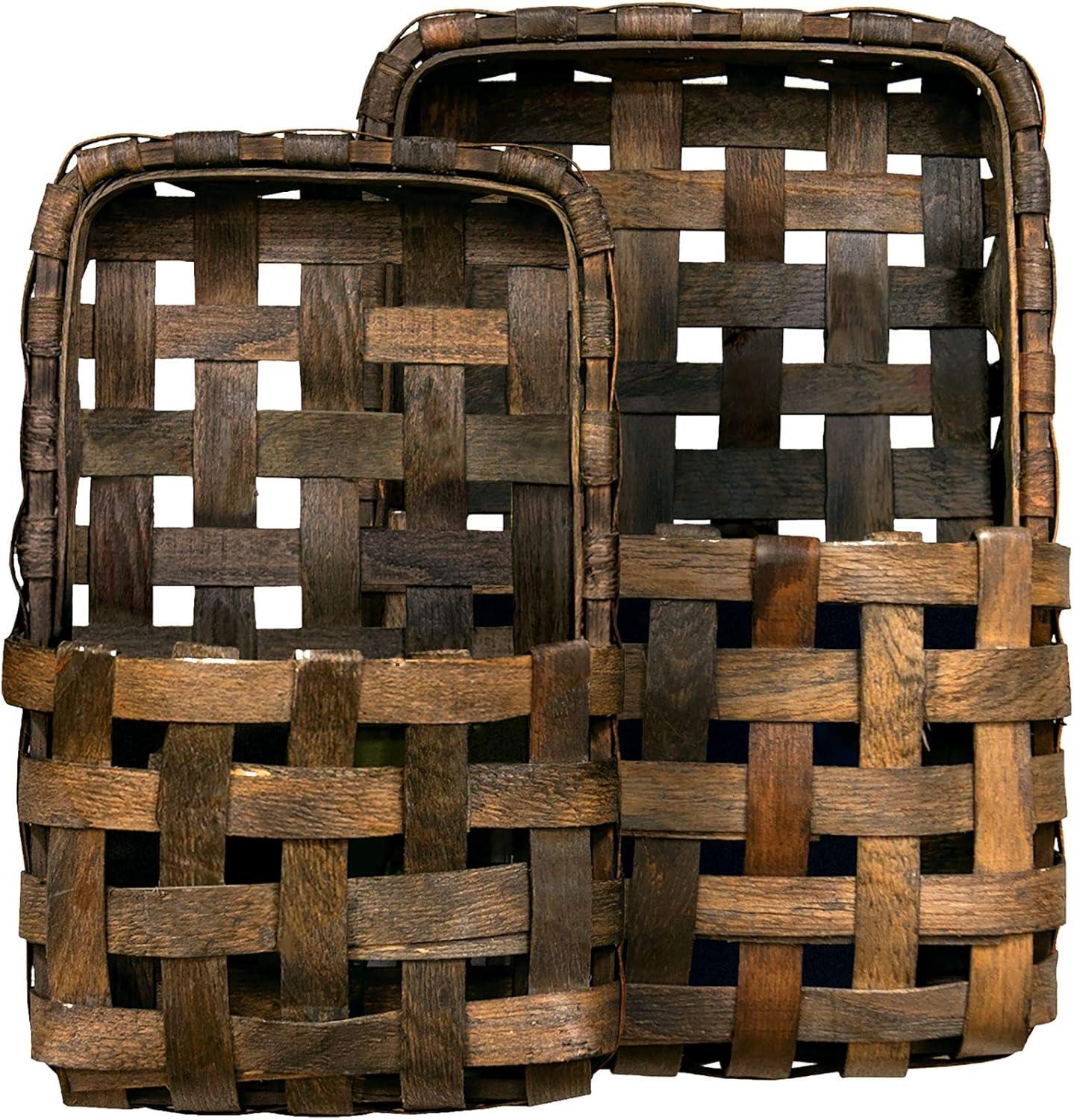 CWI Gifts Brown Tobacco Wall Pocket Baskets 2/Set, Multi